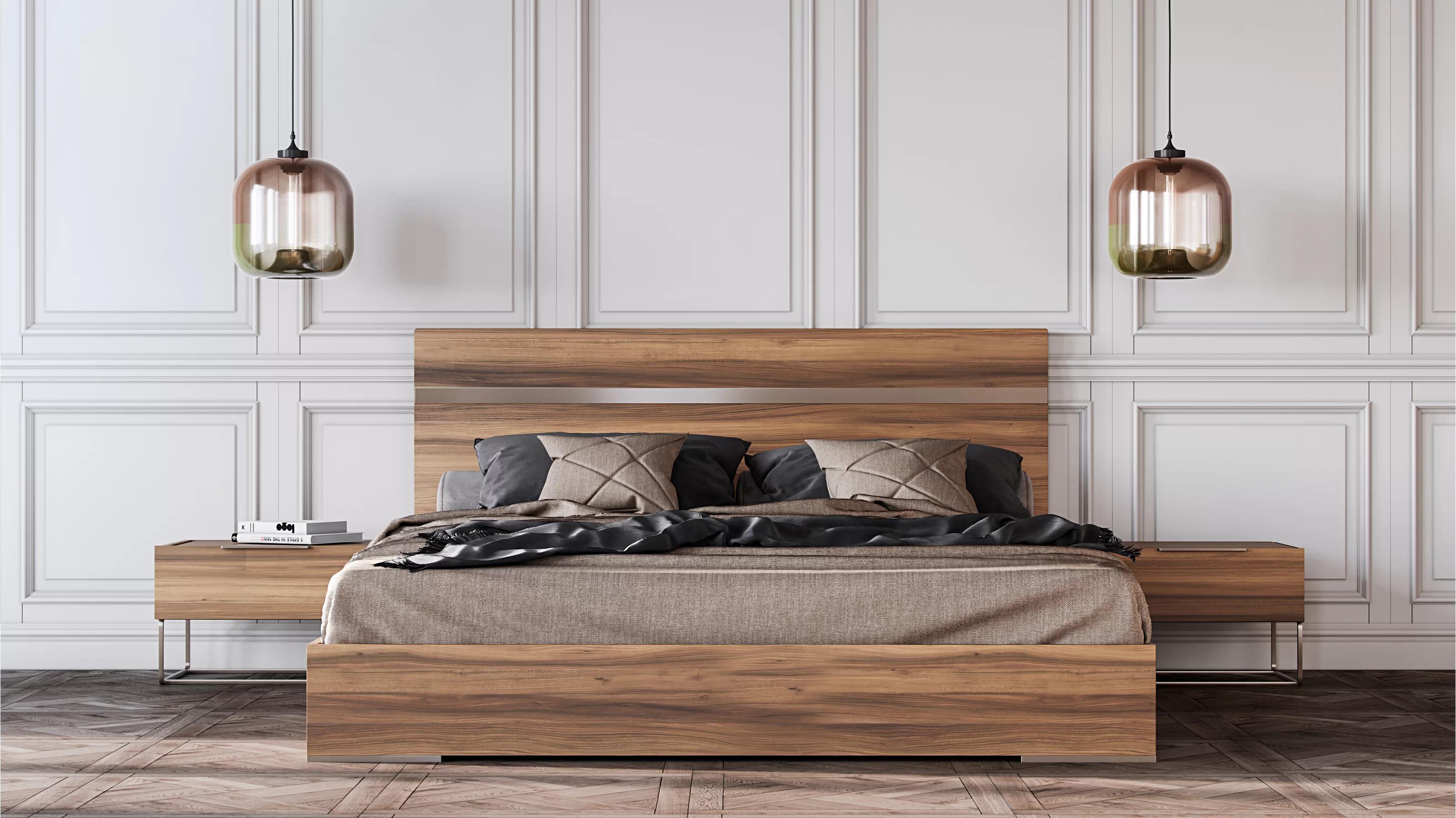 Contemporary, Modern Panel Bedroom Set Lorenzo VGACLORENZO-SET-K-3pcs in Oak 