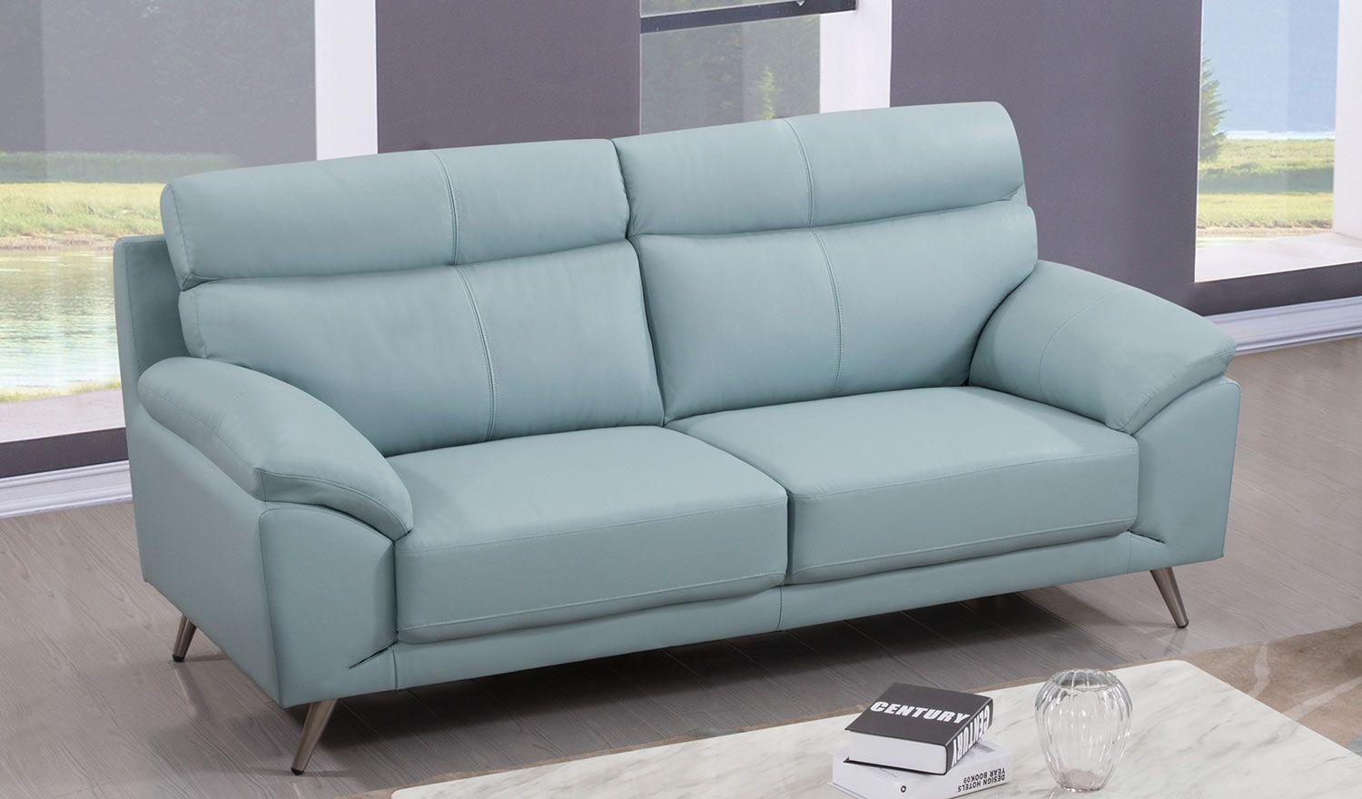 

    
Light Teal Genuine Leather Sofa Set 3Pcs EK528-LB-SF American Eagle Modern
