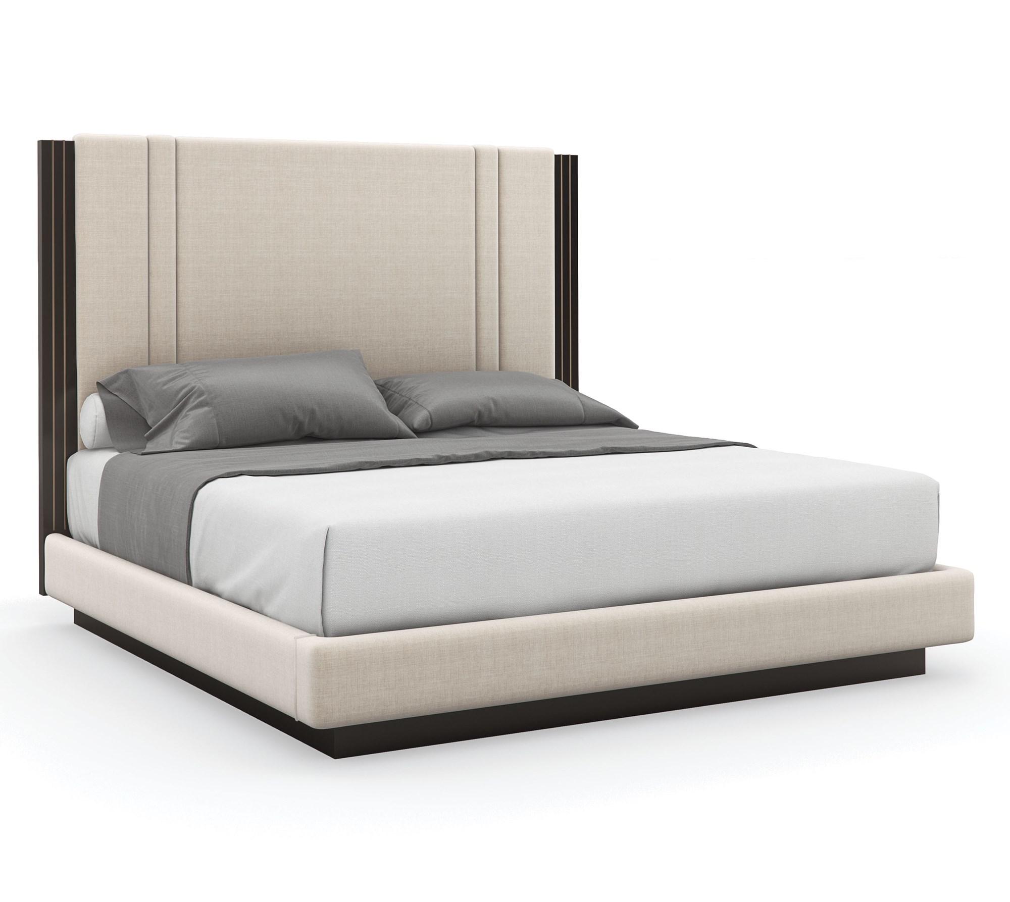 Contemporary Platform Bed DECENT PROPOSAL CLA-020-125 in Light Gray Fabric