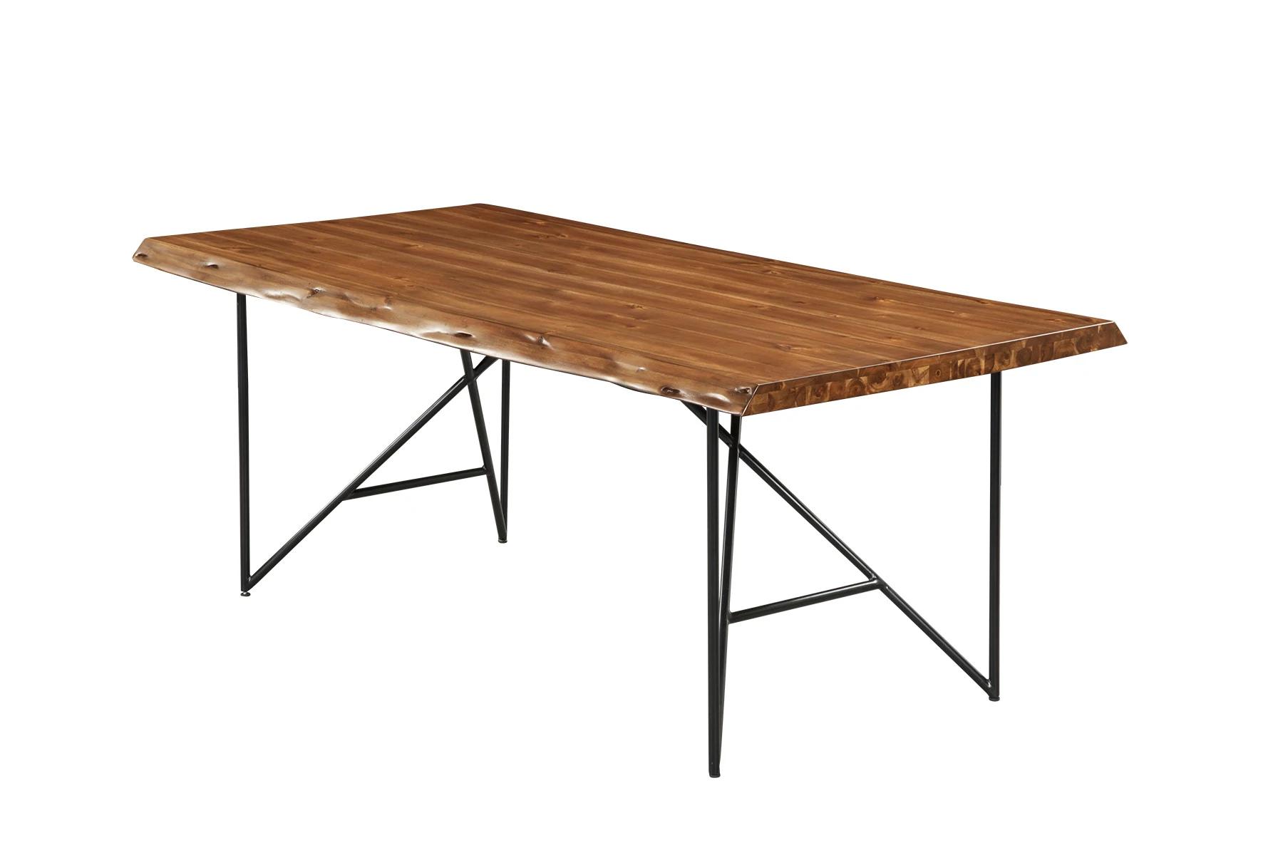 

    
Light Walnut Solid Acacia Wood Dining Table Set 8 LIVE EDGE ALPINE Rustic Modern
