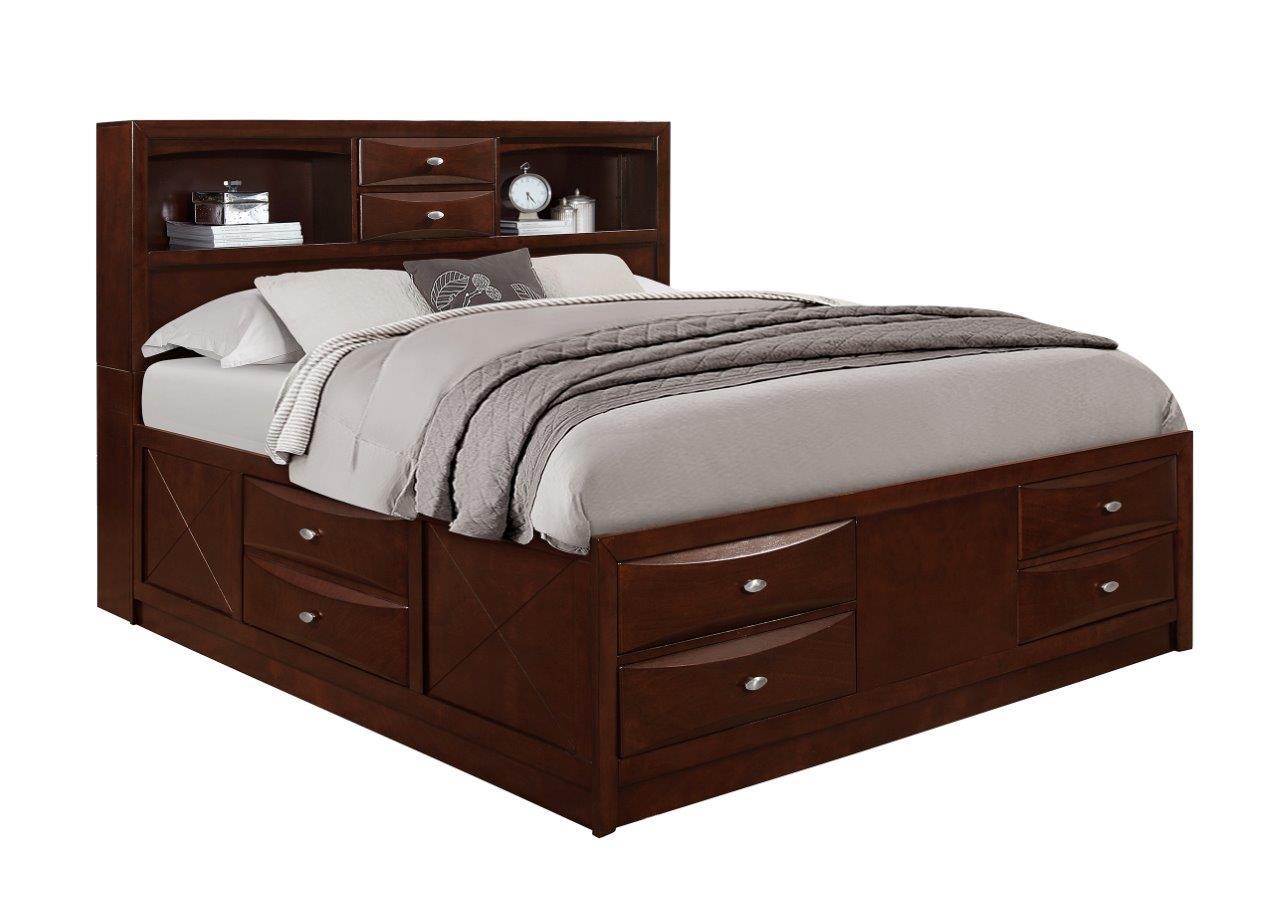 

    
LINDA Merlot Wood Storage Queen Bed w/ Platform & Drawers Global US
