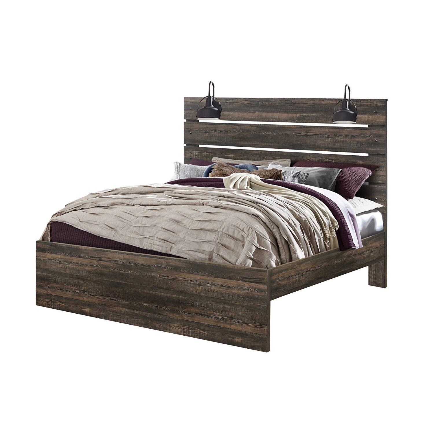 

    
LINWOOD Traditional Dark Oak Finish Full Bed w/ Lights Global US
