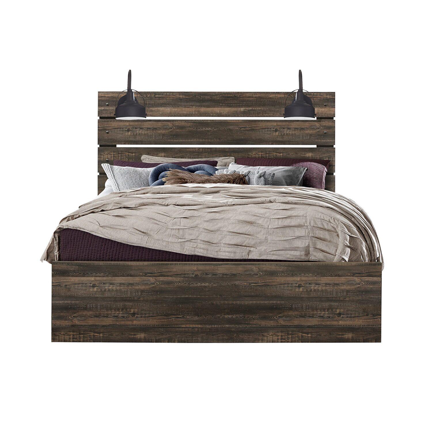 

    
LINWOOD Traditional Dark Oak Finish King Bed w/ Lights Global US
