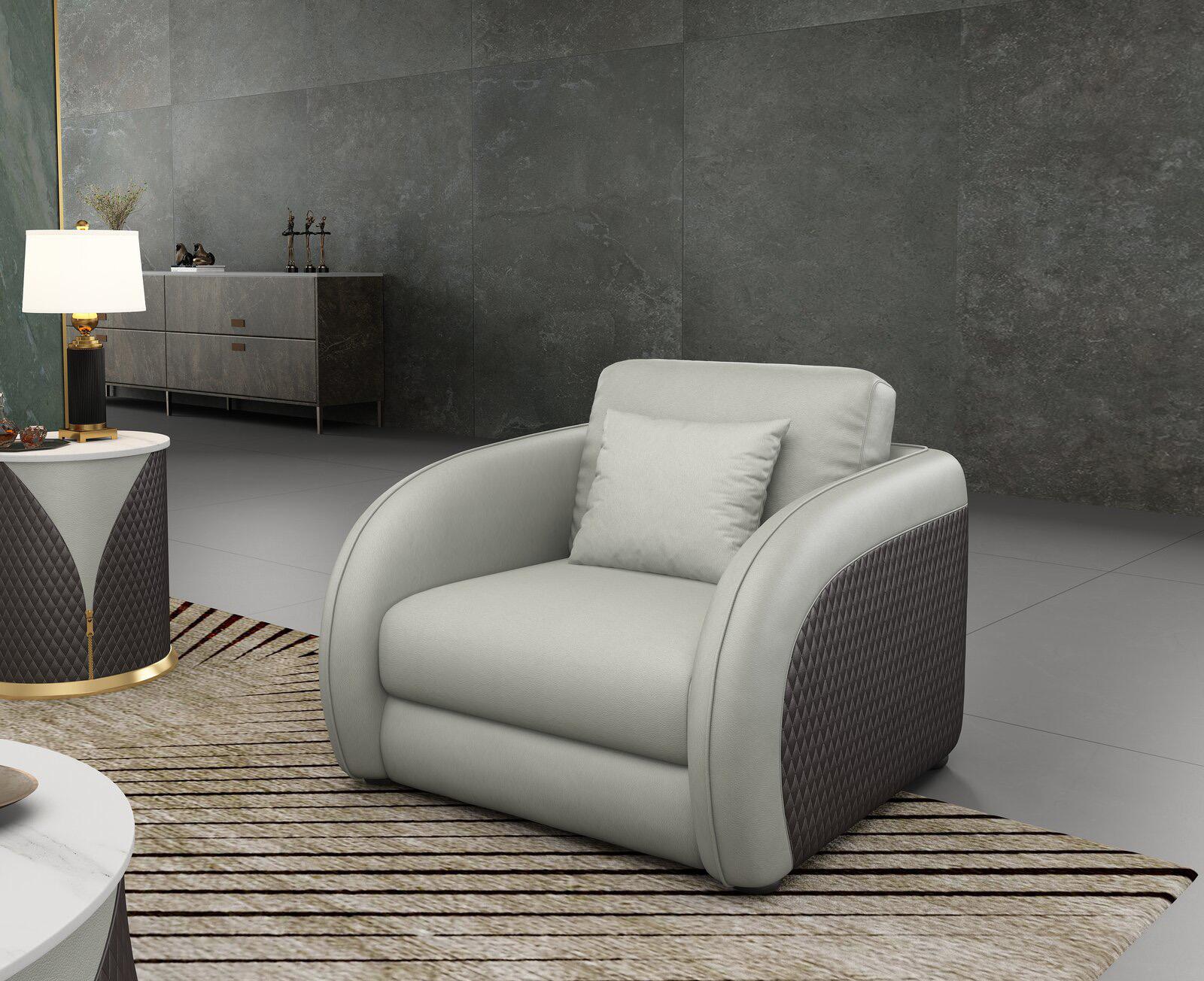 

    
Lite Grey & Chocolate Italian Leather NOIR Arm Chair EUROPEAN FURNITURE Modern

