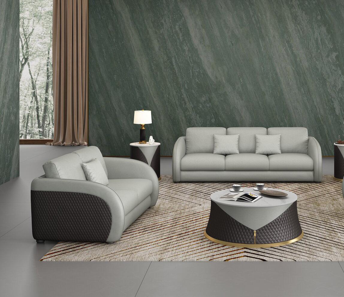 

    
 Shop  Lite Grey & Chocolate Italian Leather NOIR Sofa EUROPEAN FURNITURE Contemporary
