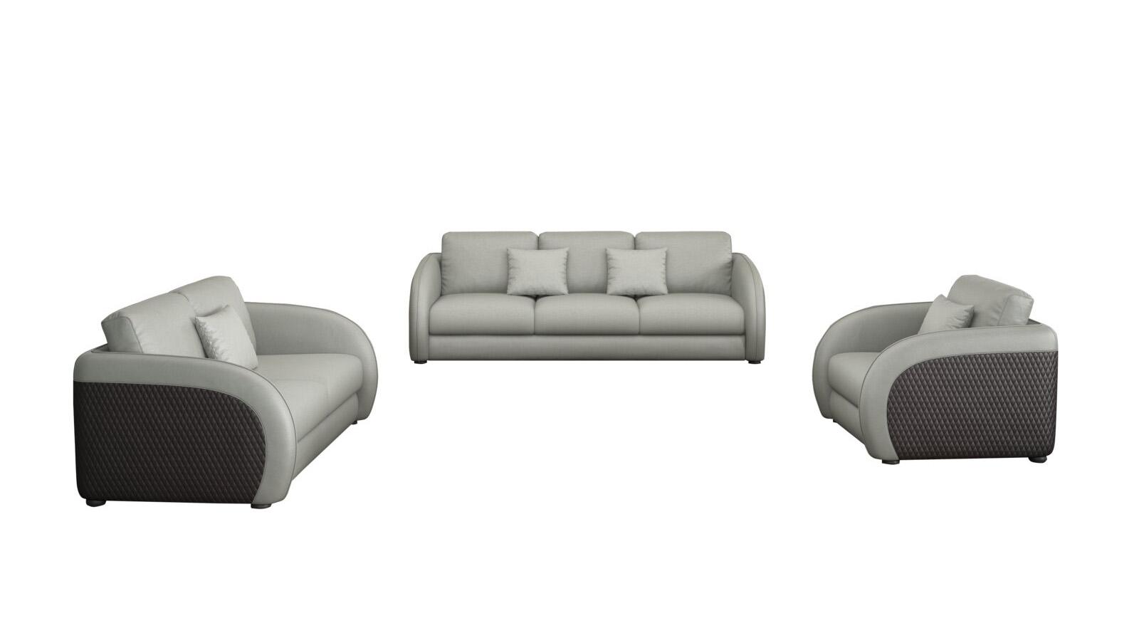 

    
Lite Grey & Chocolate Italian Leather NOIR Sofa Set 3Pcs  EUROPEAN FURNITURE Modern
