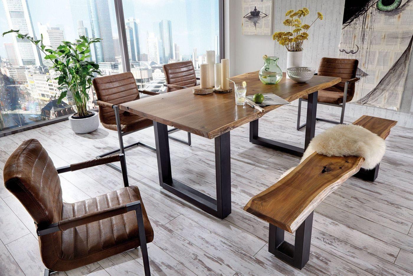 

    
Live Edge Dark Brown 102"W Wood Dining Table + 6 Chairs by VIG Modrest Taylor
