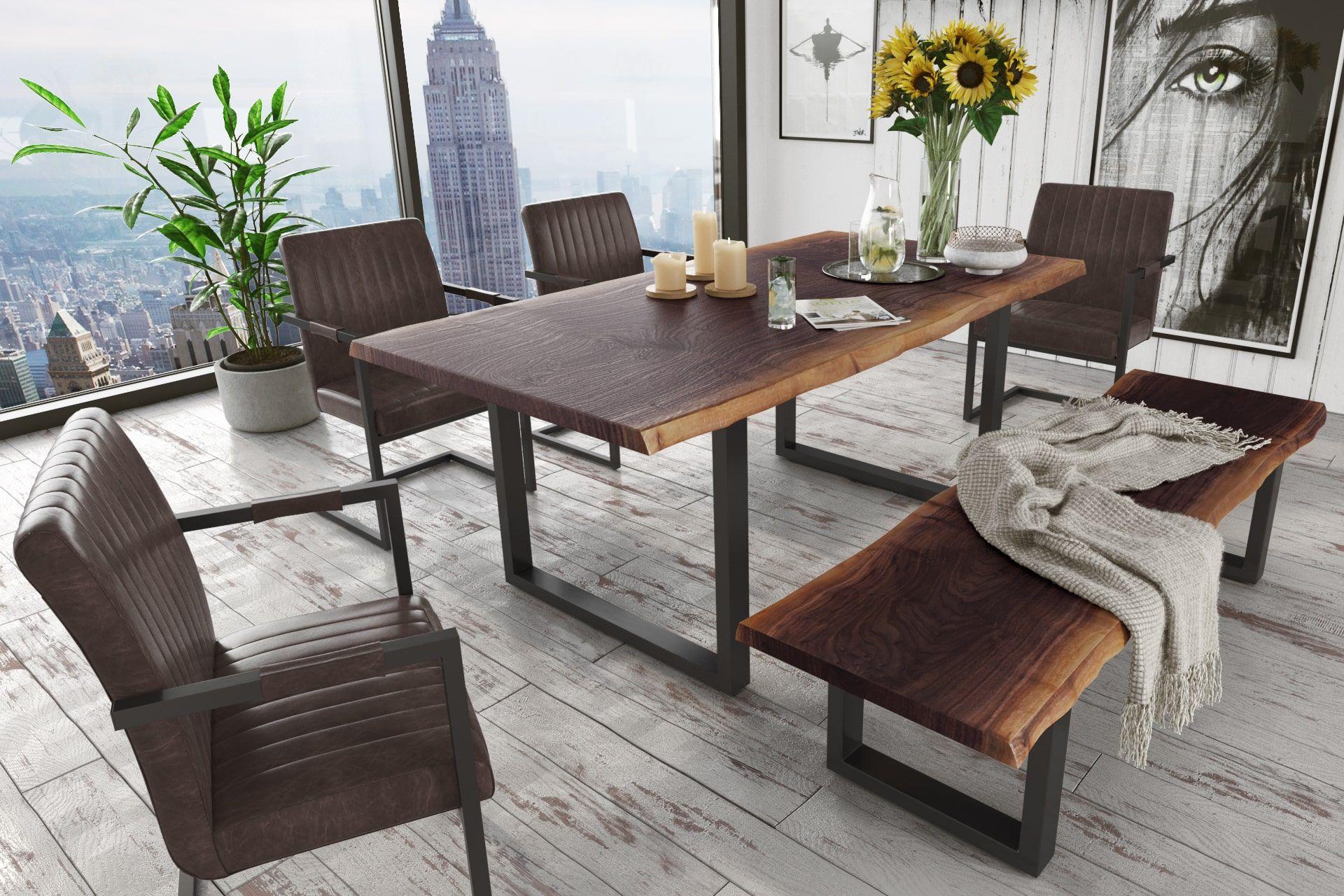 

    
Live Edge Dark Brown 79"W Wood Dining Table + 6 Chairs by VIG Modrest Taylor
