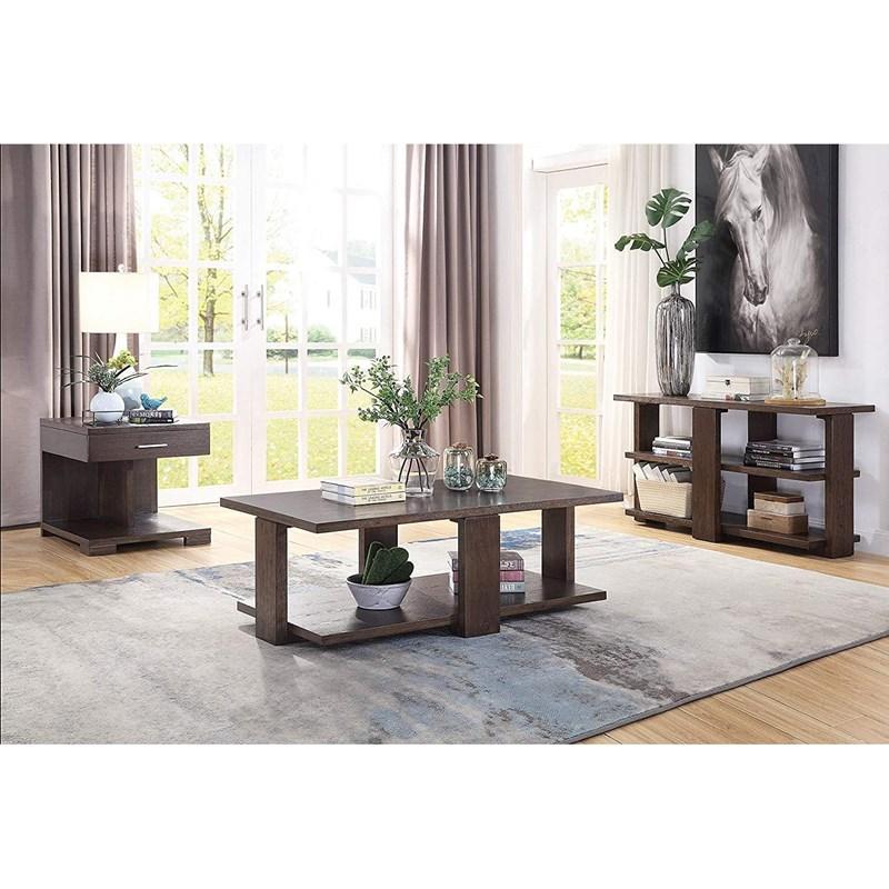 Transitional Coffee Table End Table Accent Table Niamey 84850-3pcs in Walnut 