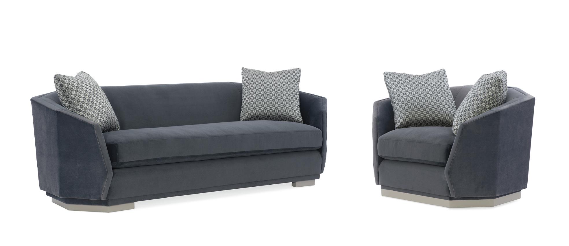 Contemporary Sofa and Chair Expressions Sofa M120-420-011-A-Set-2 in Fog Velvet