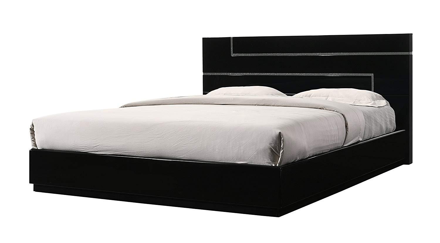 

    
Glossy Black Lacquer Lowrey Platform KING Bed w/Crystals Inlay Contemporary
