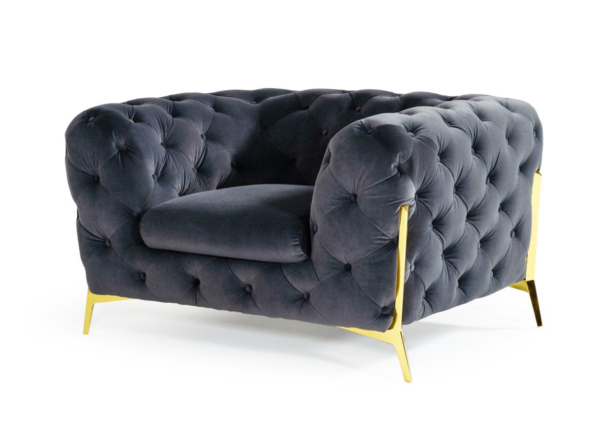 

    
Deluxe Dark Grey Velvet Tufted Arm Chair Set 2 VIG Divani Casa Sheila Modern
