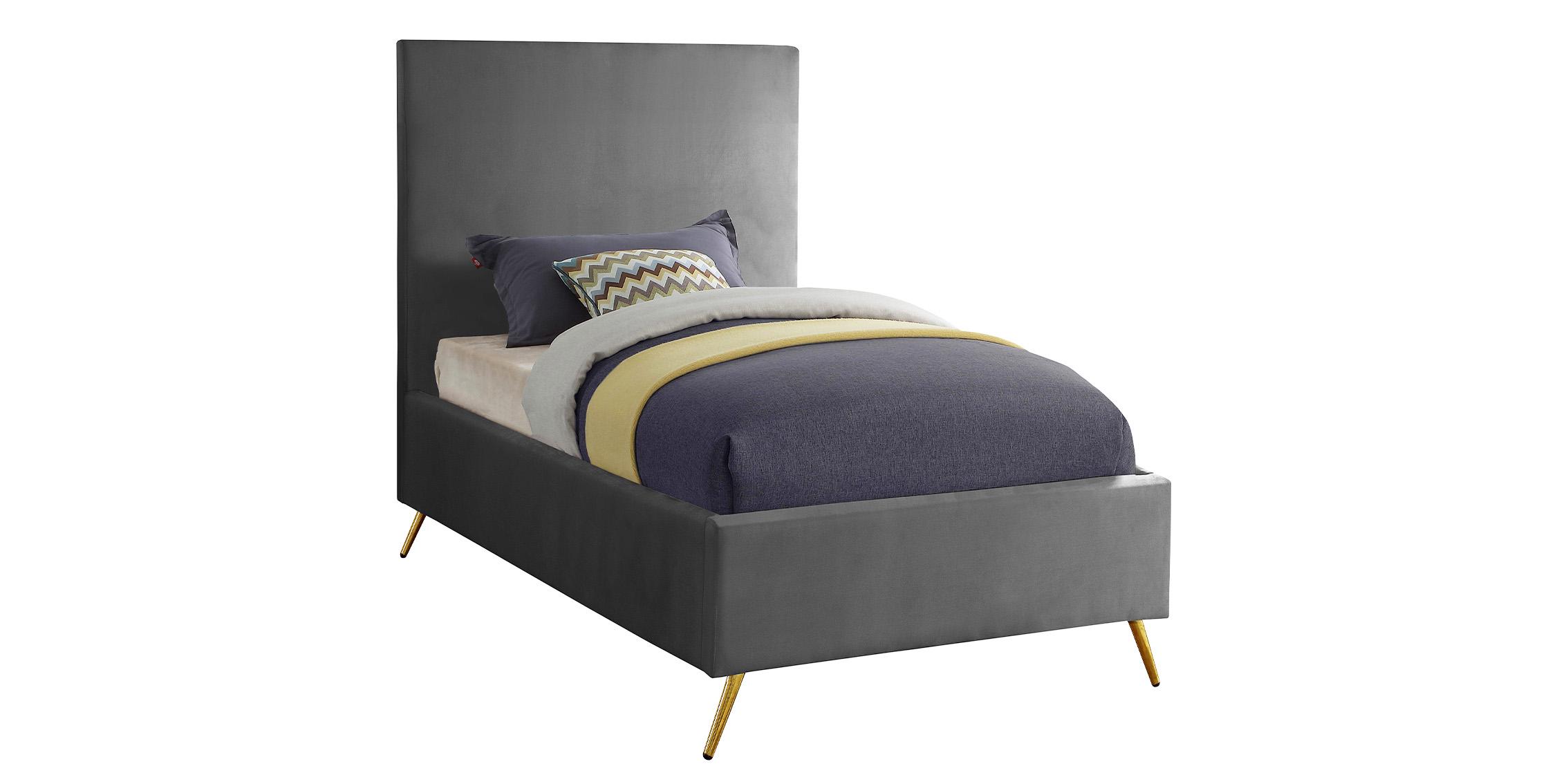 

    
Luxurious Grey Velvet Twin Bed JASMINE Meridian Contemporary Modern
