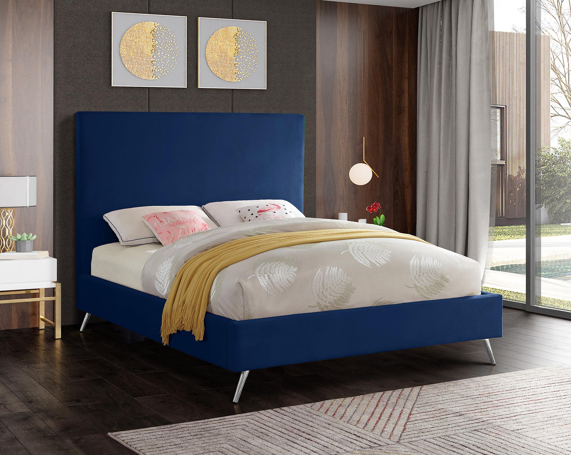 

    
Luxurious Navy Velvet Full Bed JASMINE Meridian Contemporary Modern
