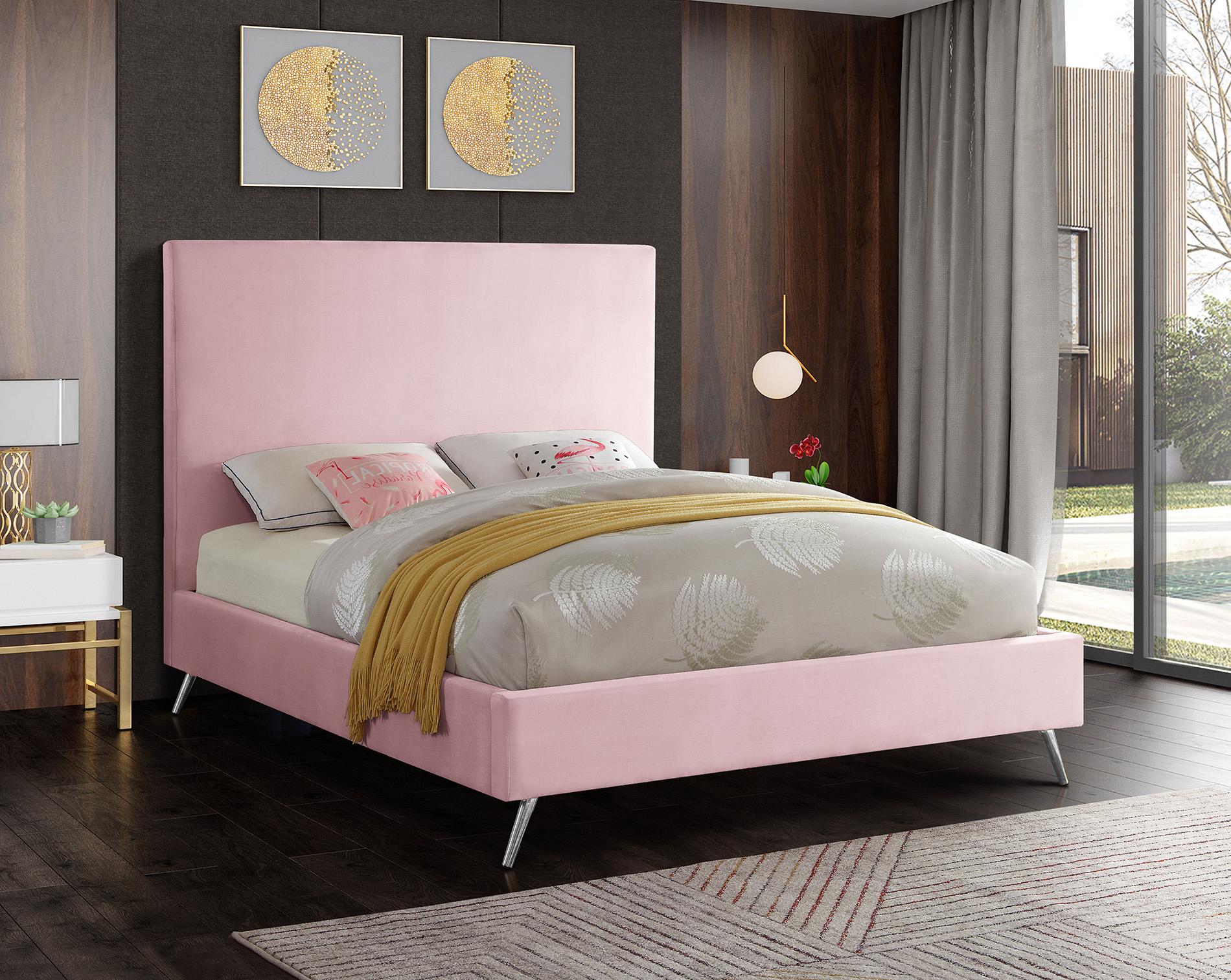 

    
Luxurious Pink Velvet Full Bed JASMINE Meridian Contemporary Modern
