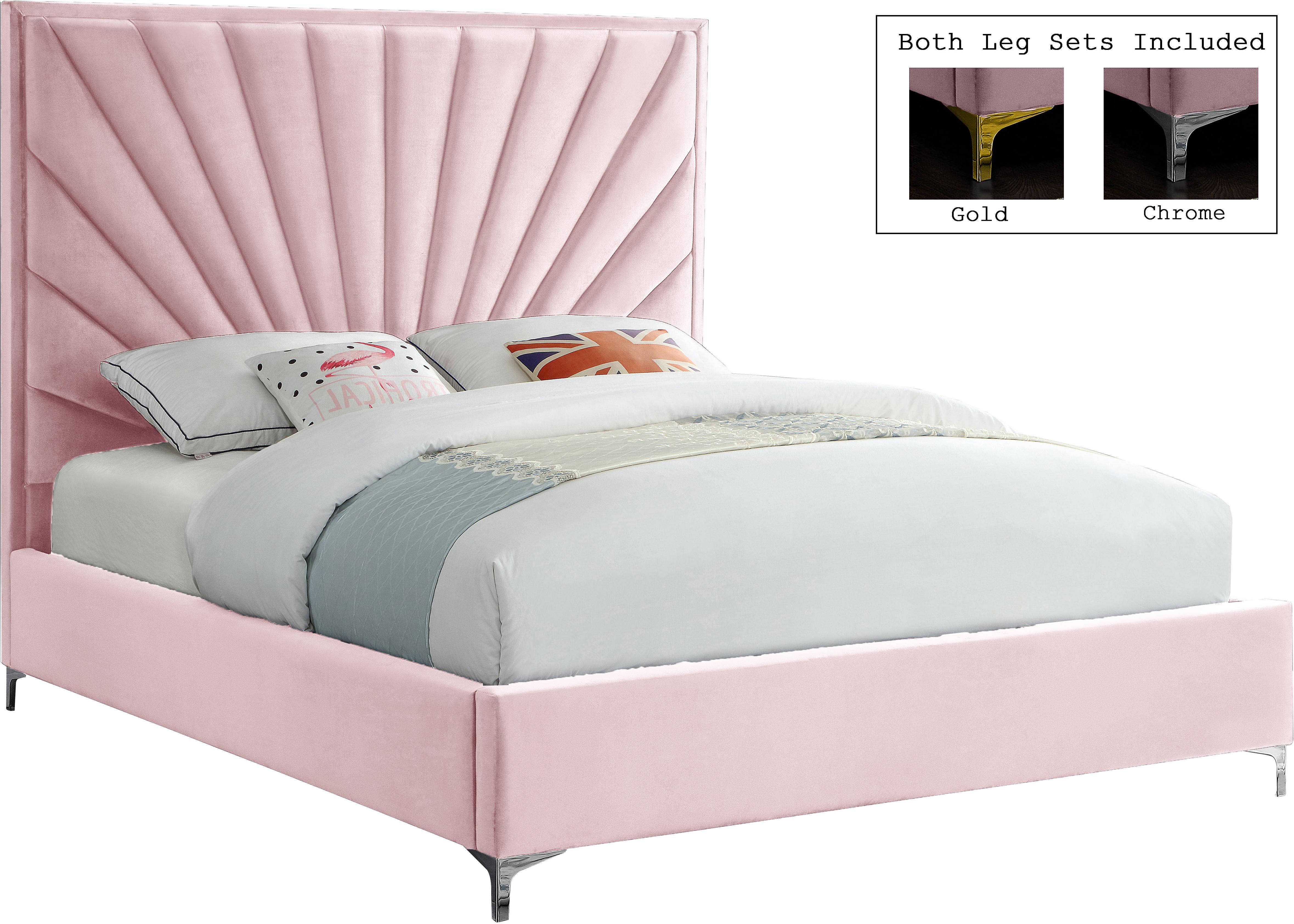 

    
Luxurious Pink Velvet Tufted Full Bed ECLIPSE Meridian Contemporary Modern
