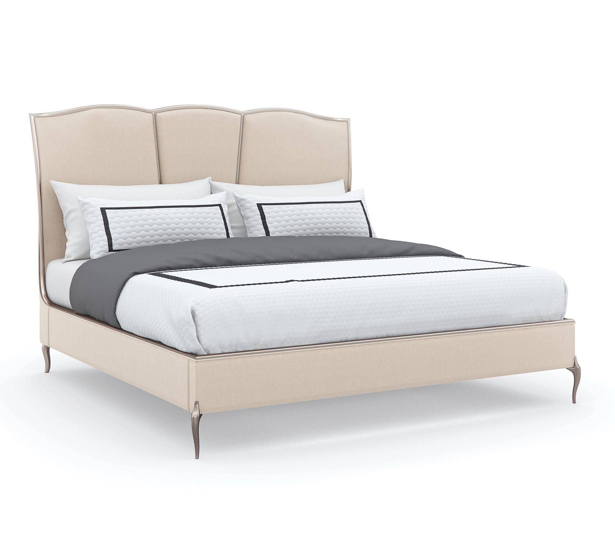 Contemporary Platform Bed UN-DEUX-TROIS CLA-020-123 in Cream Fabric