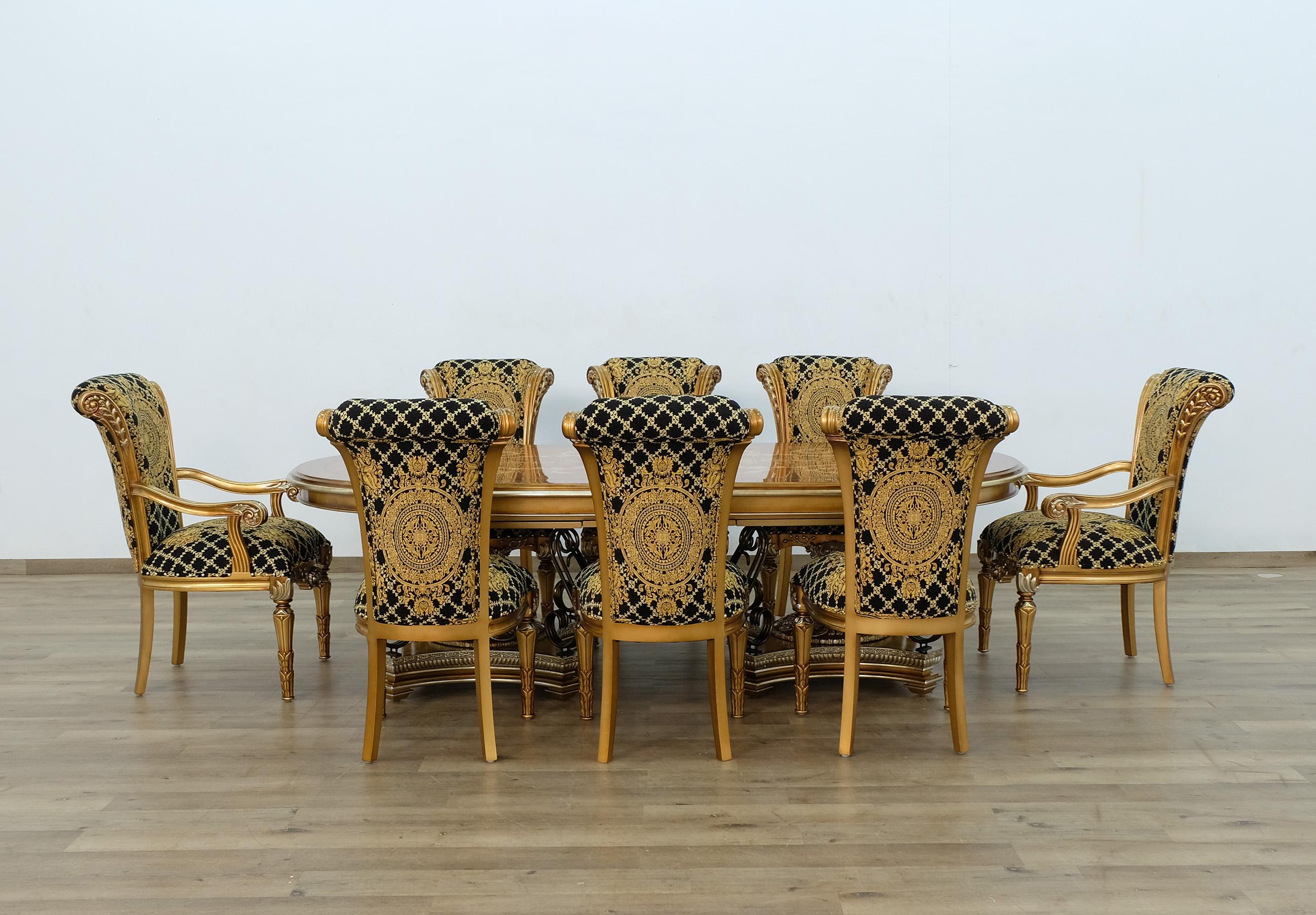 

        
EUROPEAN FURNITURE VALENTINA Dining Arm Chair Set Ebony/Gold/Bronze/Black Fabric 6015422070009
