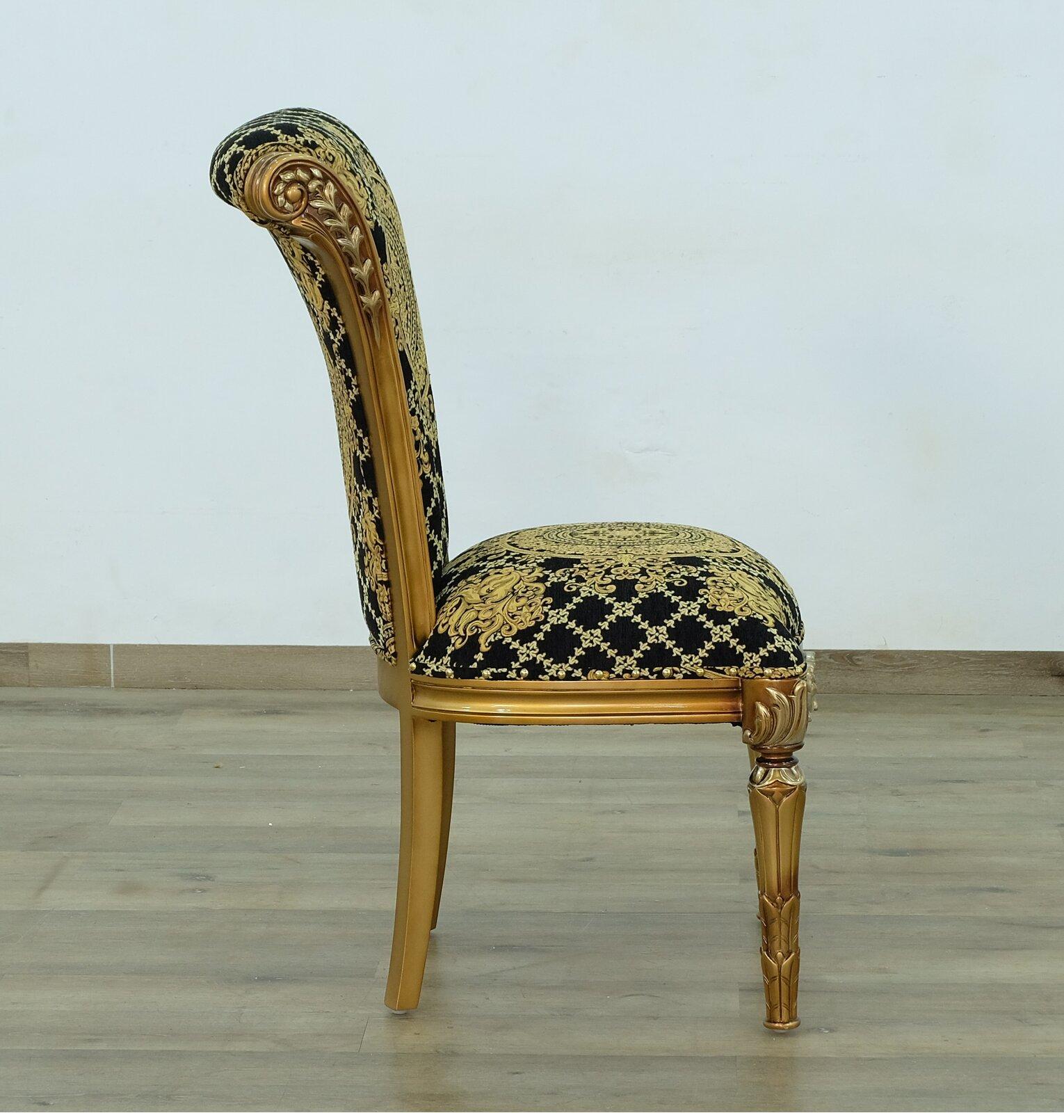 

        
EUROPEAN FURNITURE VALENTINA Dining Chair Set Ebony/Gold/Bronze/Black Fabric 6015419471437
