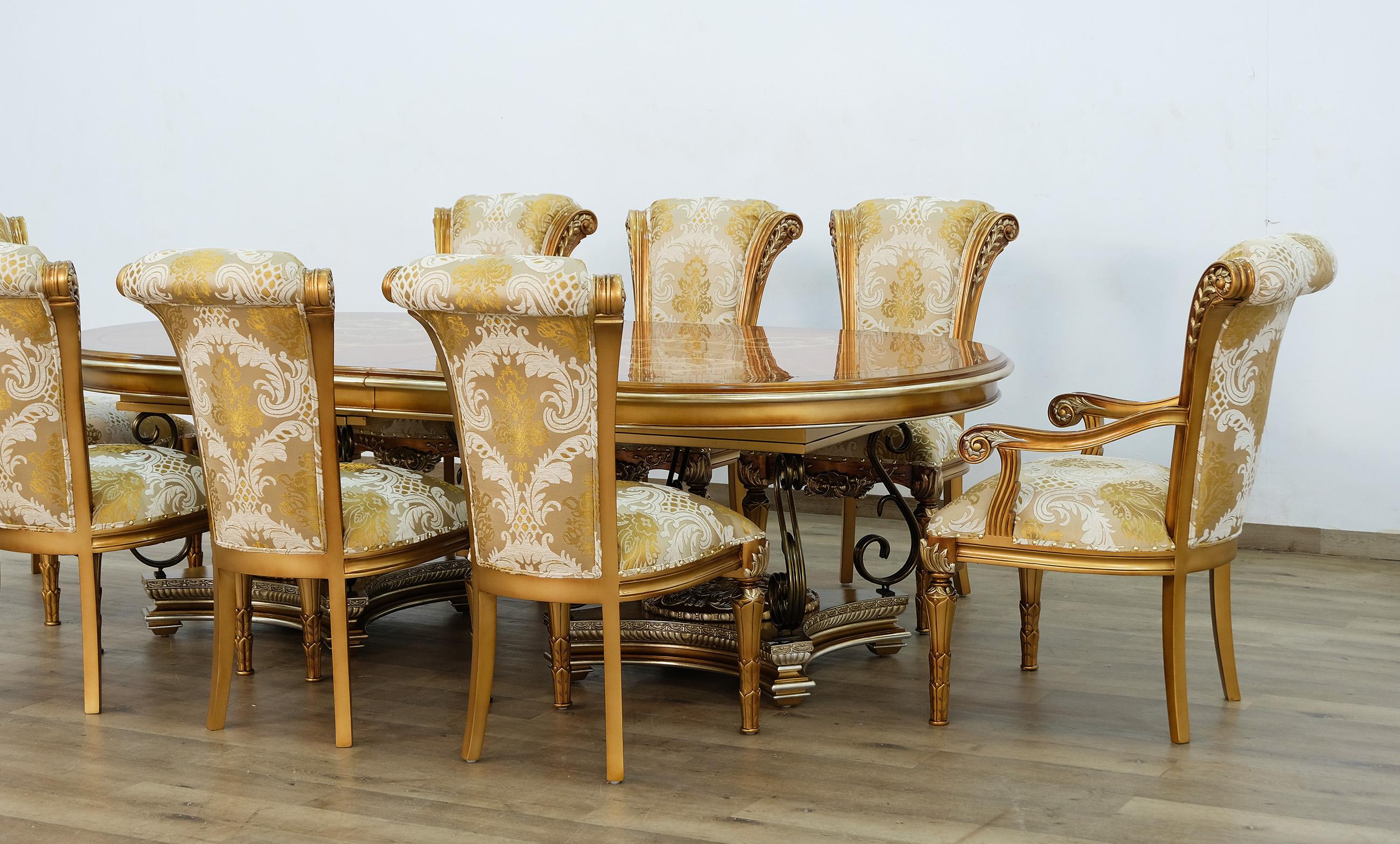 

        
6015423665693Valentina Brown Oval Dining Set 9Pcs w/ Damask Fabric Chairs EUROPEAN FURNITURE

