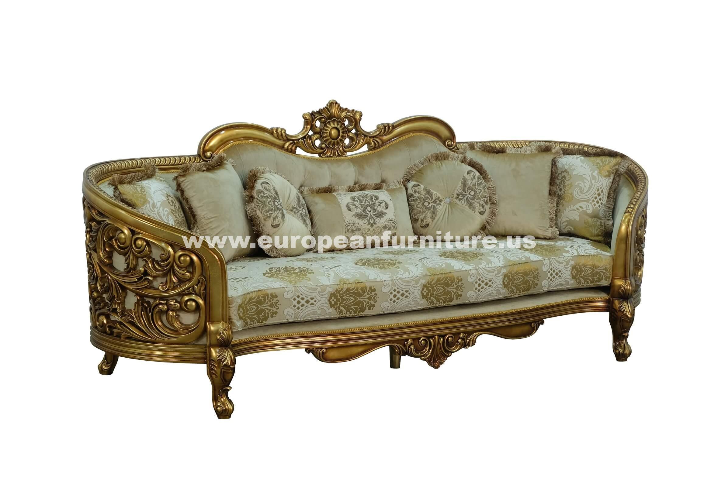 

    
Classic Antique Bronze Gold Fabric 30016 BELLAGIO Sofa Set 2Pcs EUROPEAN FURNITURE
