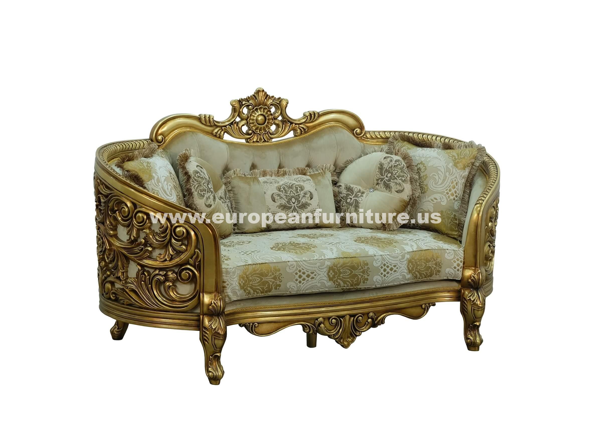 

    
EUROPEAN FURNITURE BELLAGIO Sofa Set Antique/Gold/Bronze 30016-S-Set-2
