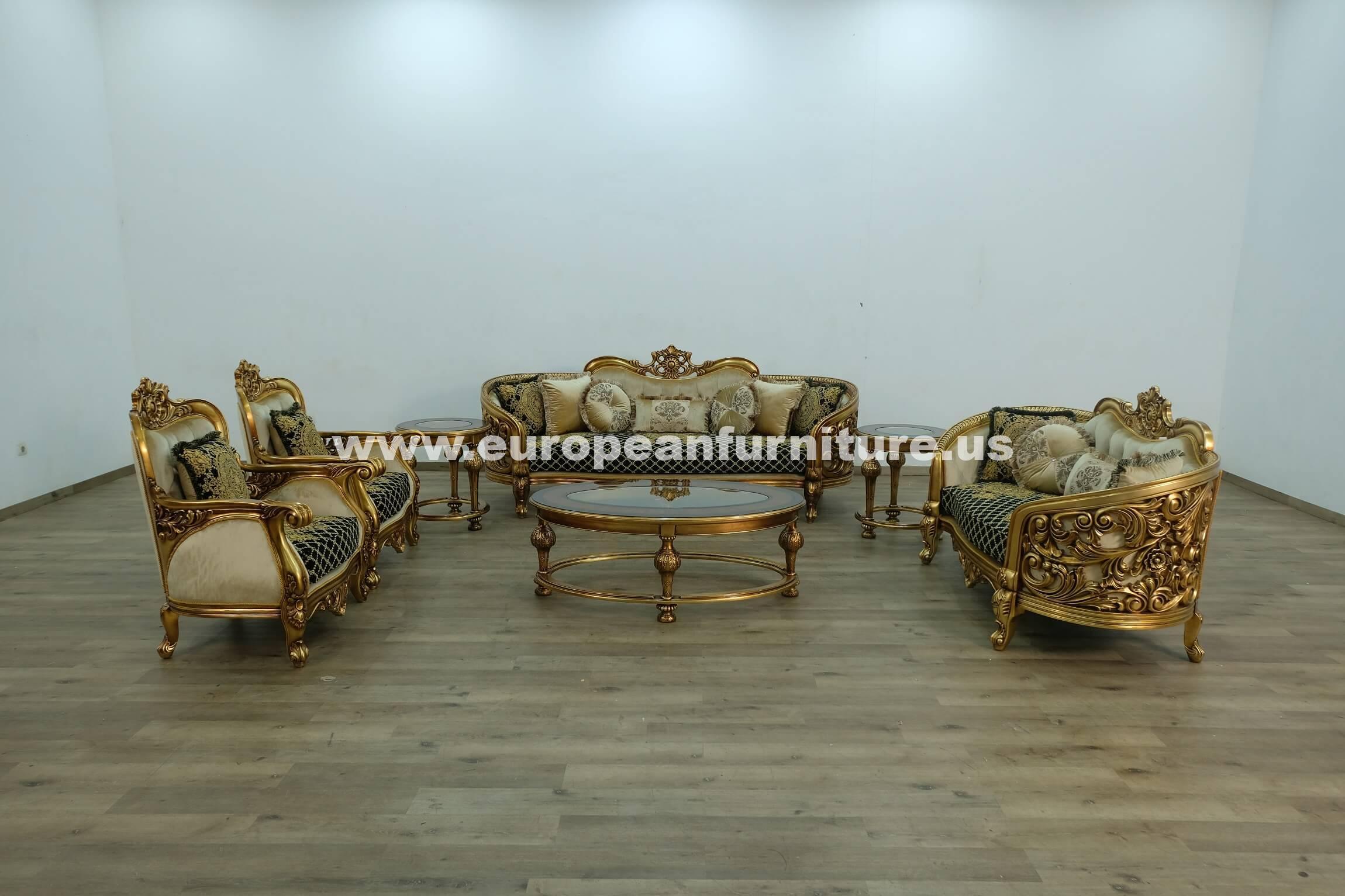

    
 Order  Classic Antique Bronze Black-Gold Fabric 30018 BELLAGIO Sofa EUROPEAN FURNITURE
