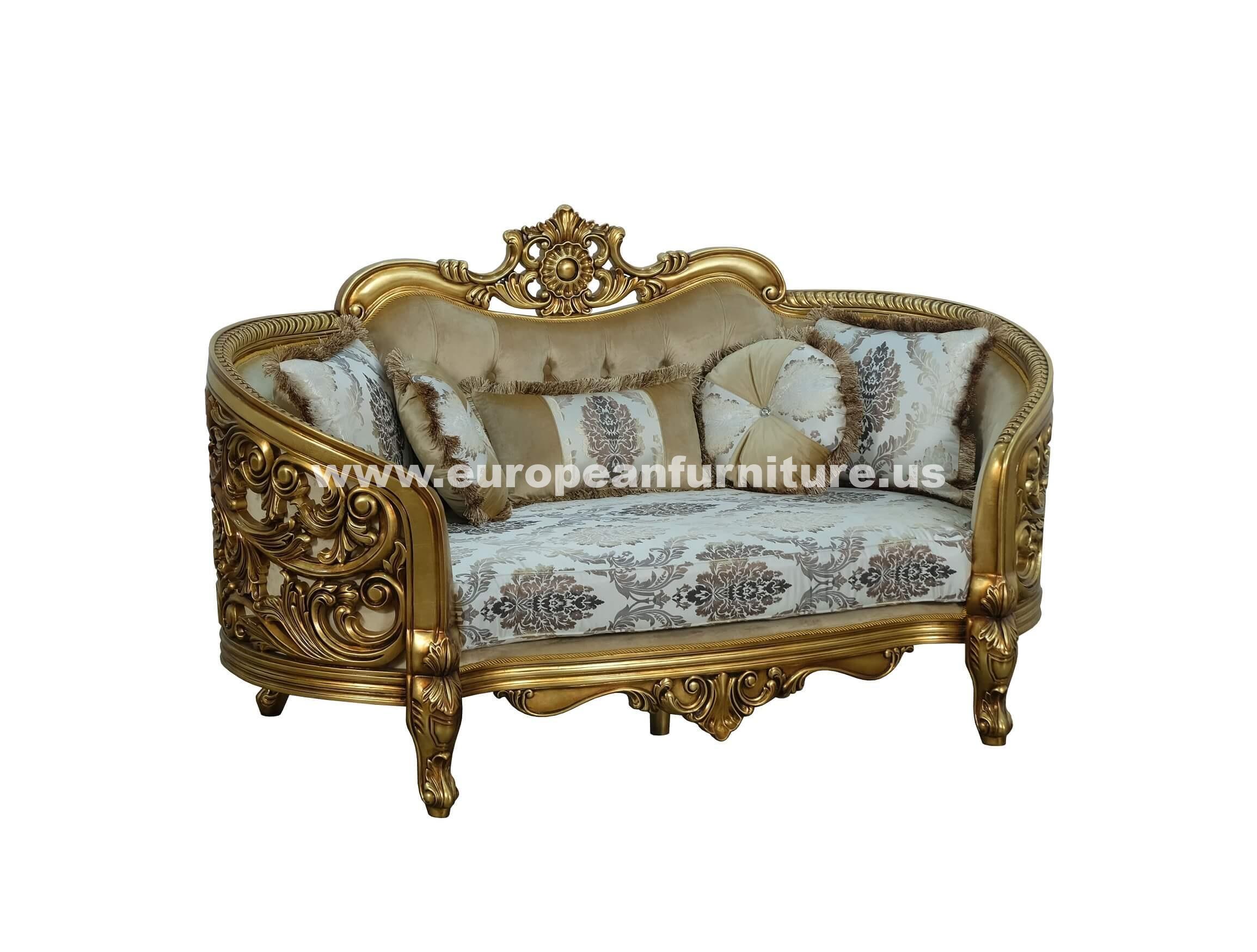Classic, Traditional Loveseat BELLAGIO 30014-L in Antique, Bronze Fabric