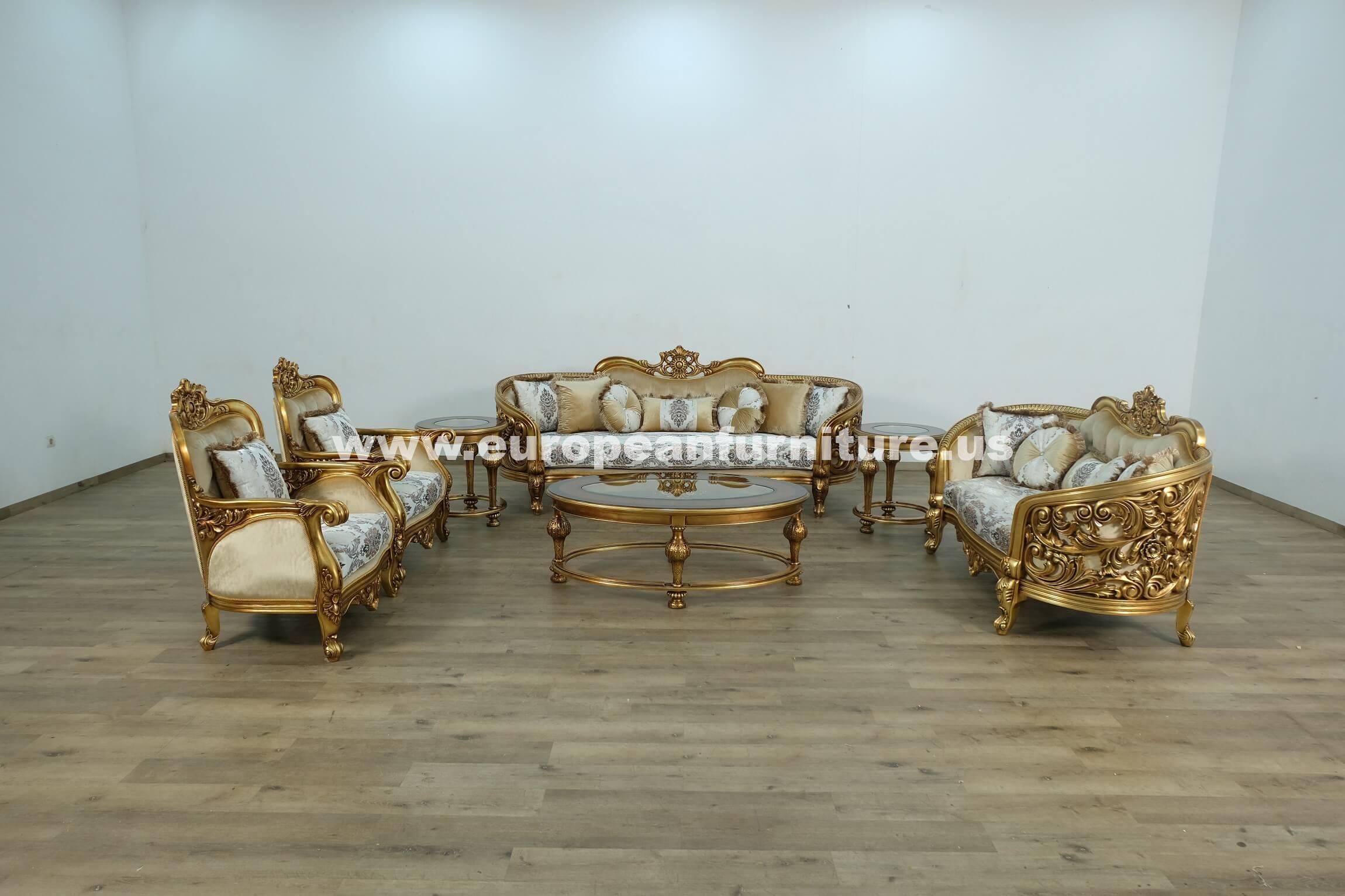 

    
Classic Antique Bronze Fabric 30014 BELLAGIO Sofa Set 4Pcs EUROPEAN FURNITURE

