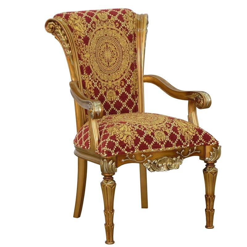 

    
EUROPEAN FURNITURE VALENTINA Dining Arm Chair Set Red/Gold/Bronze 61959-AC-Set-2-Red
