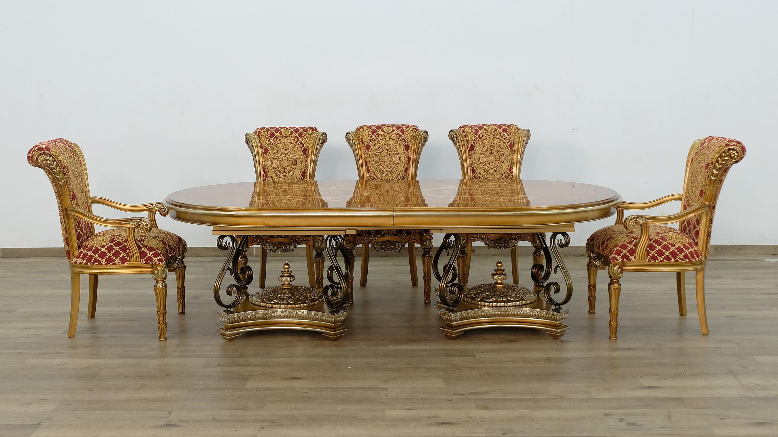 

        
EUROPEAN FURNITURE VALENTINA Dining Arm Chair Set Red/Gold/Bronze Fabric 6015422926924
