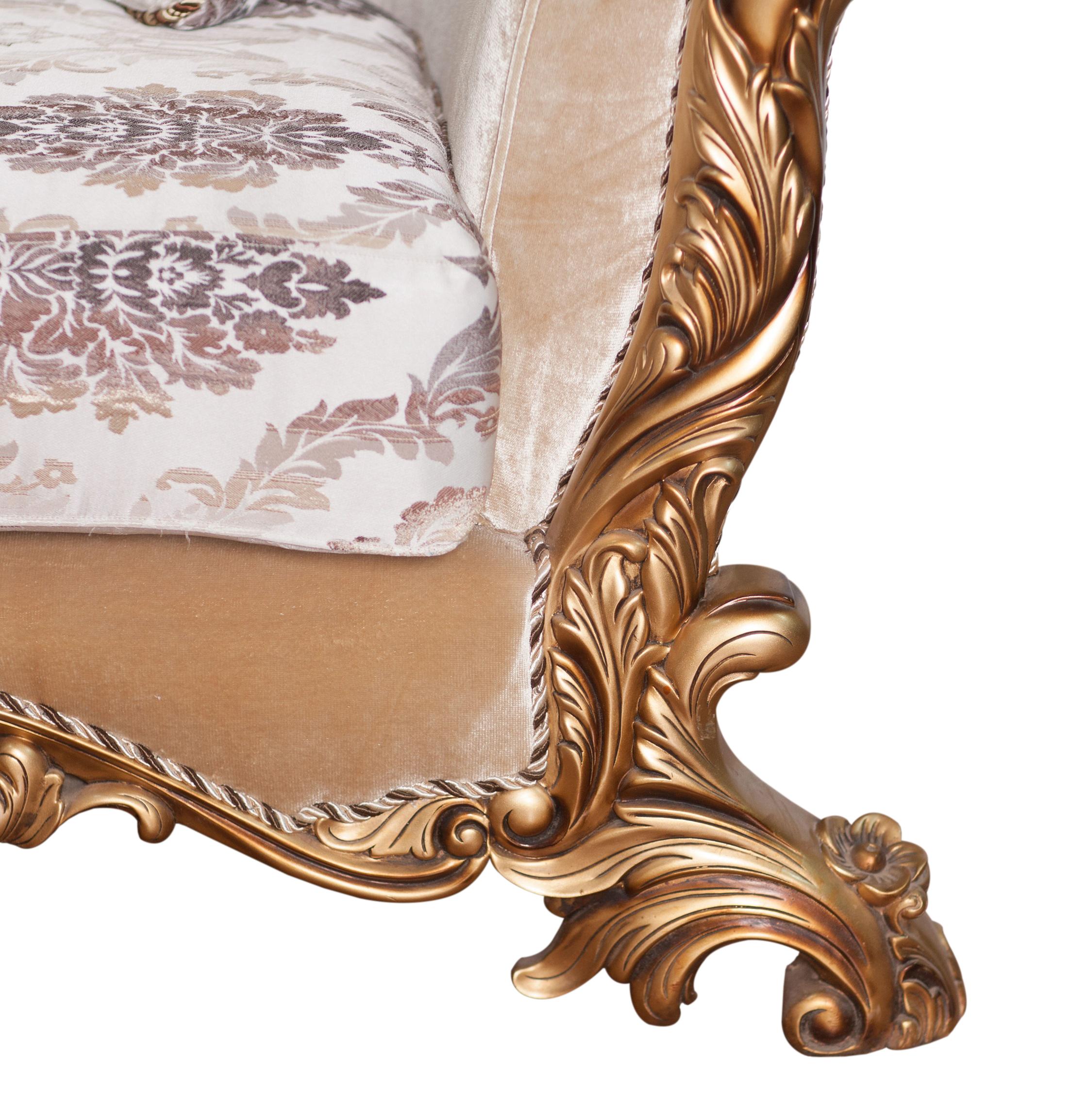 

    
 Order  Luxury Antique Bronze Wood Trim VENEZIA Sofa Set 2 Pcs EUROPEAN FURNITURE Classic
