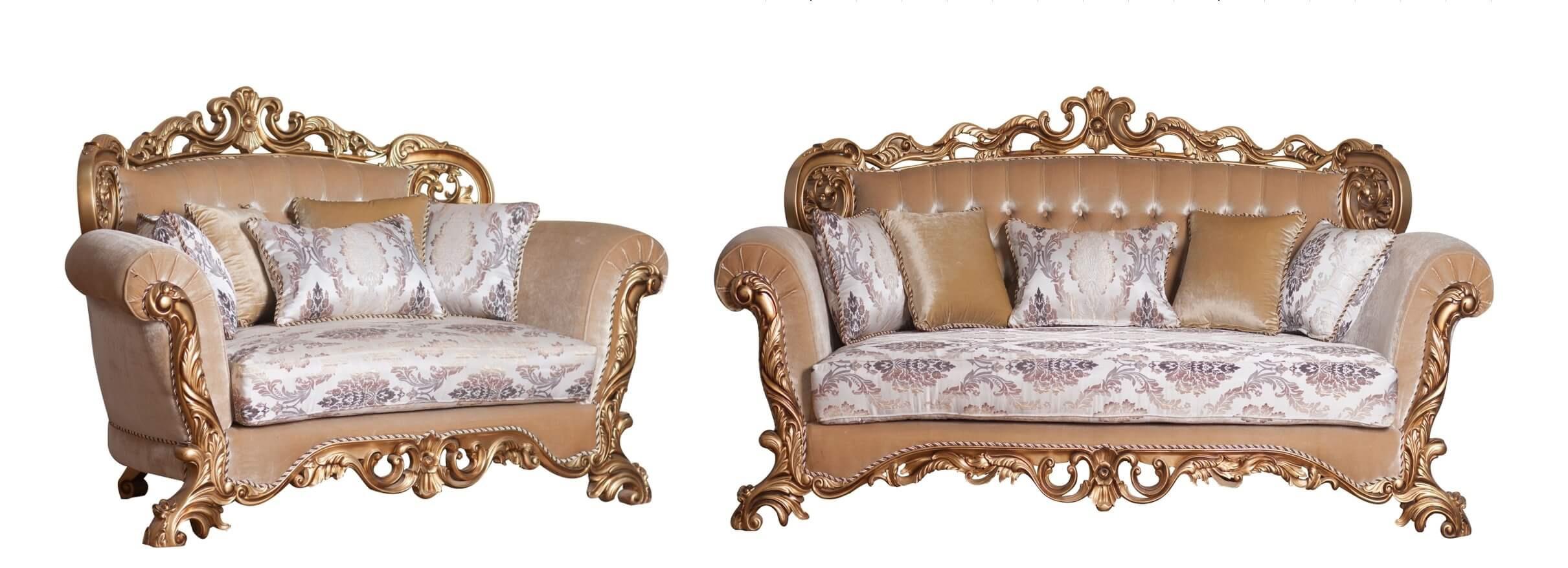 Classic, Traditional Sofa Set VENEZIA 34013-Set-2 in Antique, Bronze Fabric