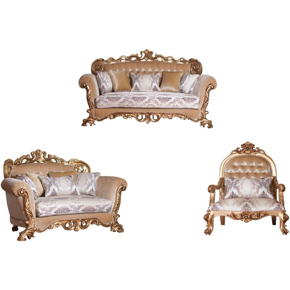

    
Luxury Antique Bronze Wood Trim VENEZIA Sofa Set 3 Pcs EUROPEAN FURNITURE Classic
