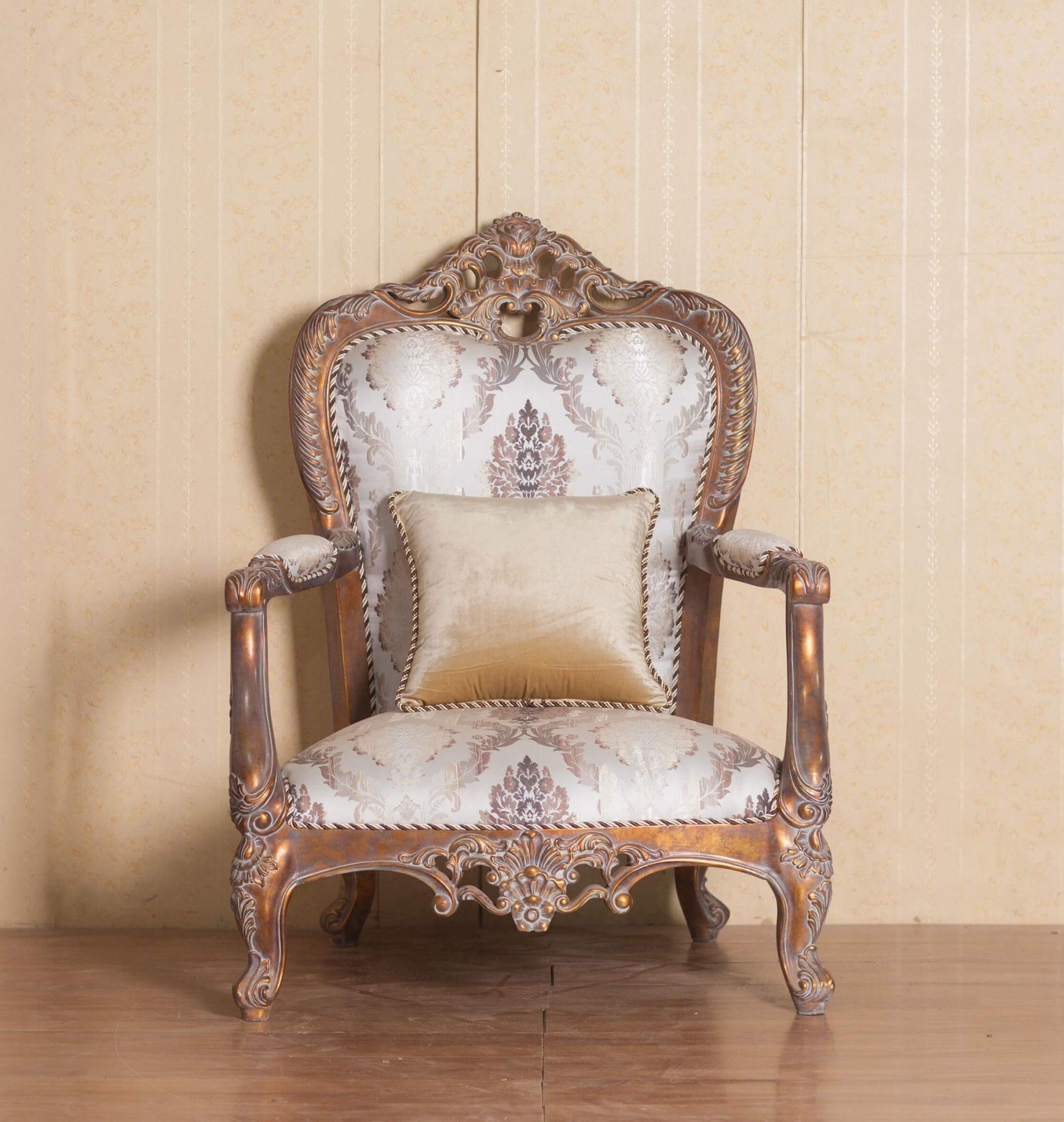 Classic, Traditional Arm Chairs VICTORIAN 33091-C in Antique, Copper Fabric
