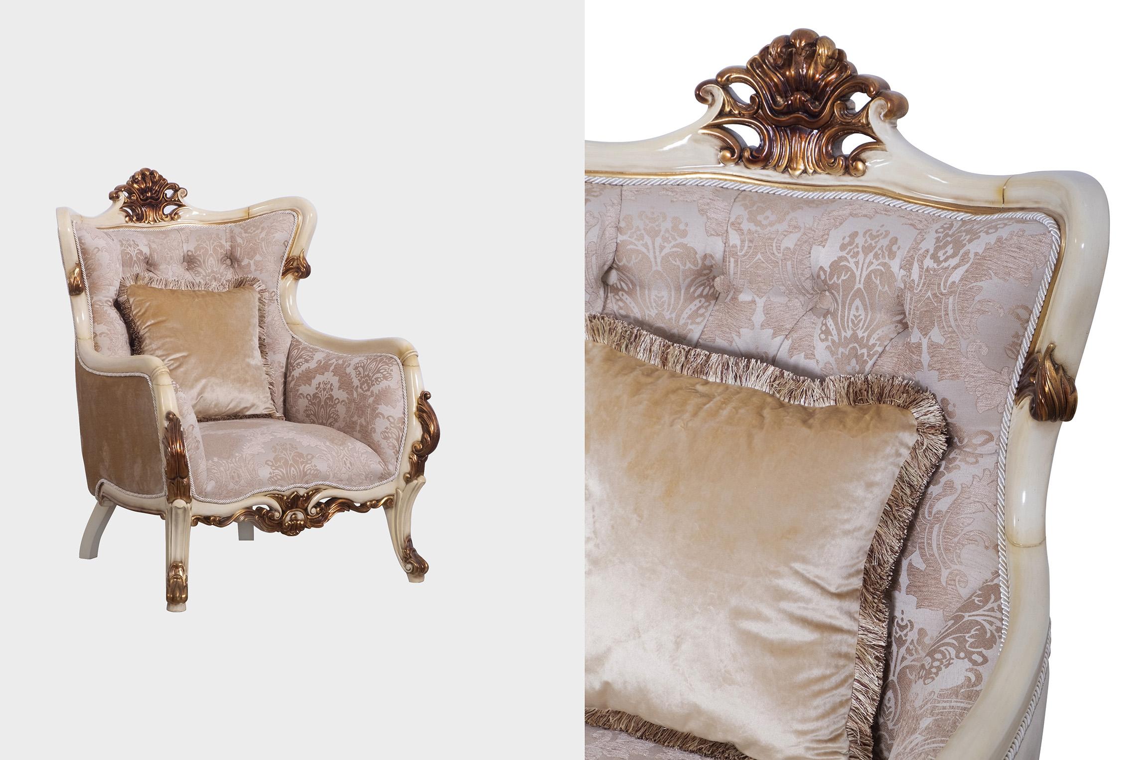 

    
Luxury Antique Gold & Beige VERONICA Arm Chair EUROPEAN FURNITURE Traditional
