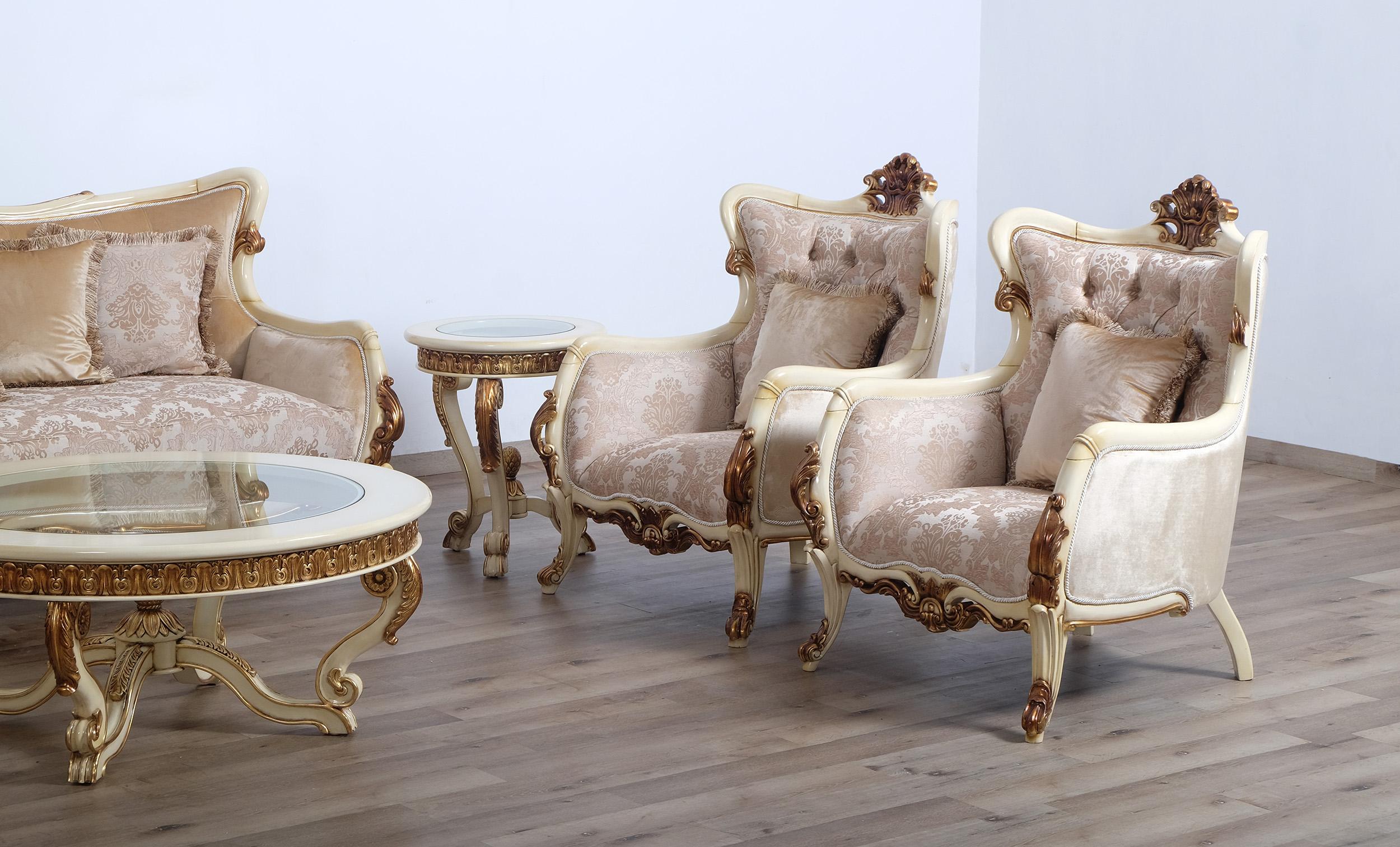 

    
 Photo  Luxury Antique Gold & Beige VERONICA Chair Set 2 Pcs EUROPEAN FURNITURE Traditional
