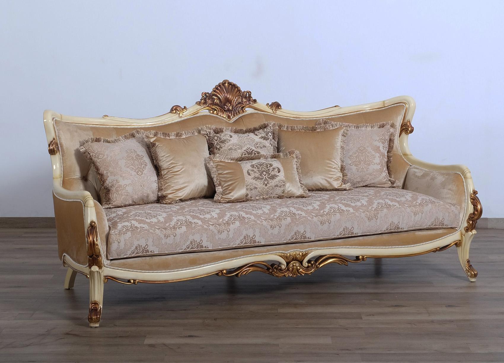 

    
EUROPEAN FURNITURE VERONICA Sofa Antique/Gold/Beige 47075-S

