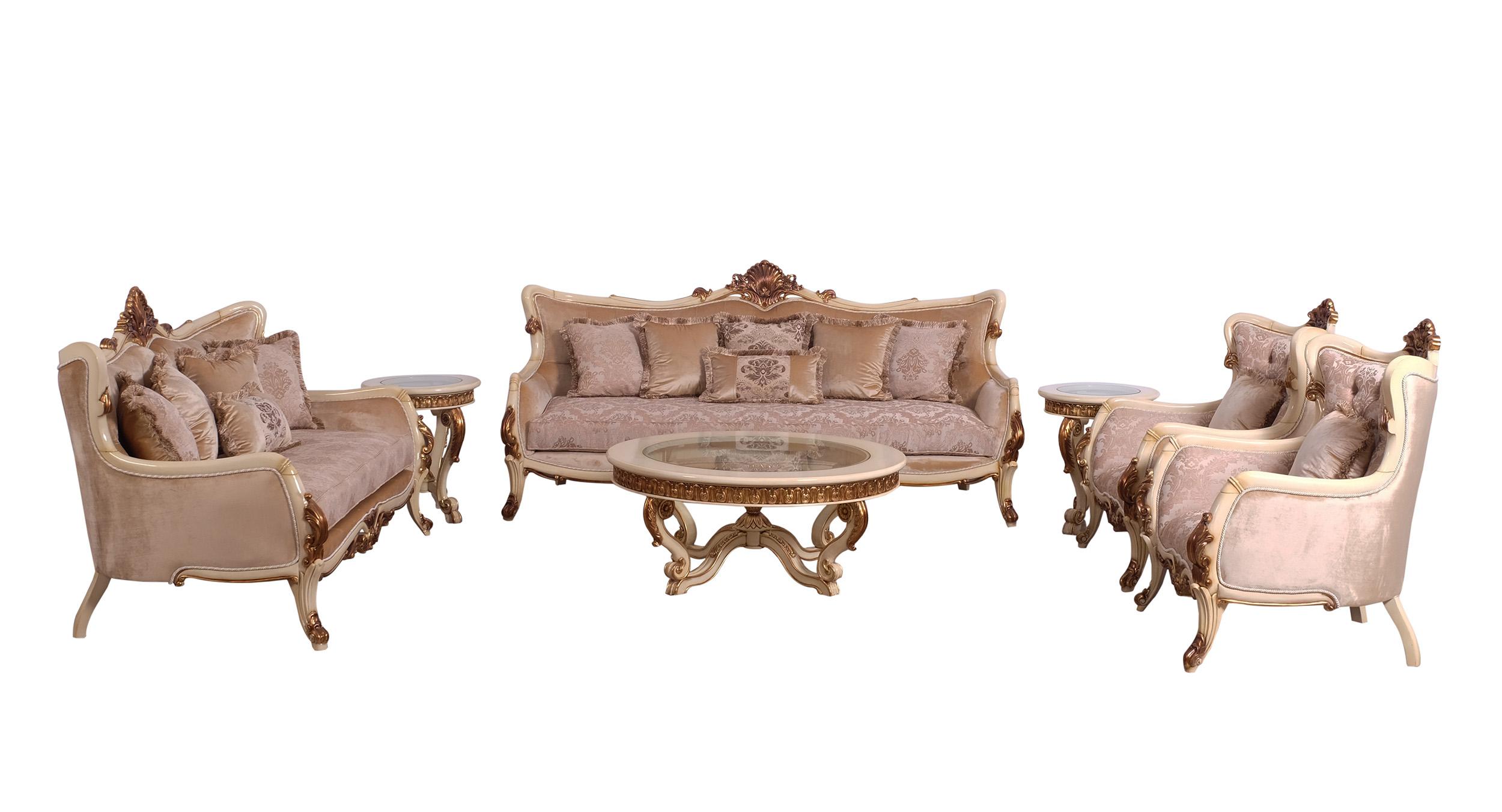 

    
 Photo  Luxury Antique Gold & Beige VERONICA Sofa EUROPEAN FURNITURE Traditional Classic
