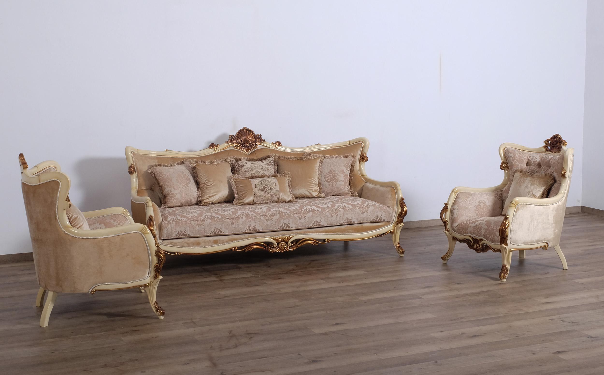 

    
Luxury Antique Gold & Beige VERONICA Sofa Set 3 Pcs EUROPEAN FURNITURE Traditional
