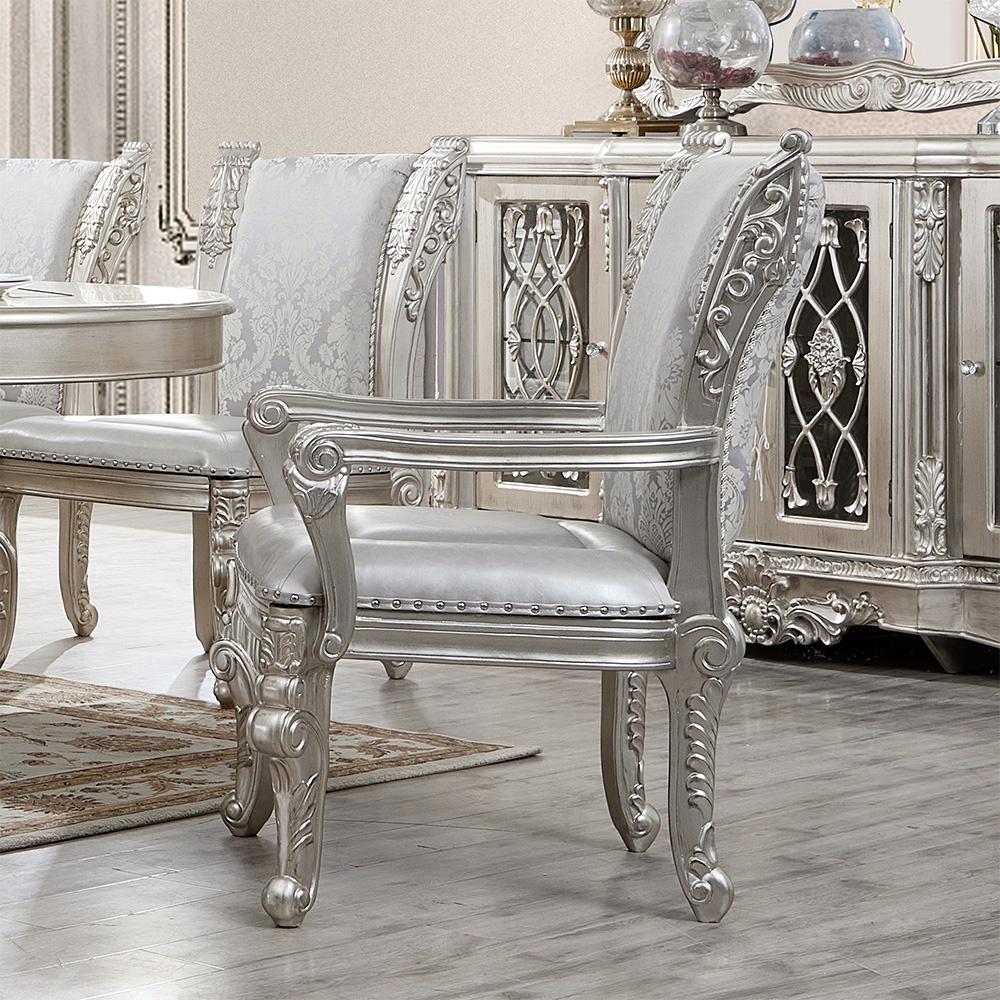 

    
Luxury Antique Silver Grey Wood Dining Arm Chair Set 2Pcs Traditional Homey Design HD-5800GR
