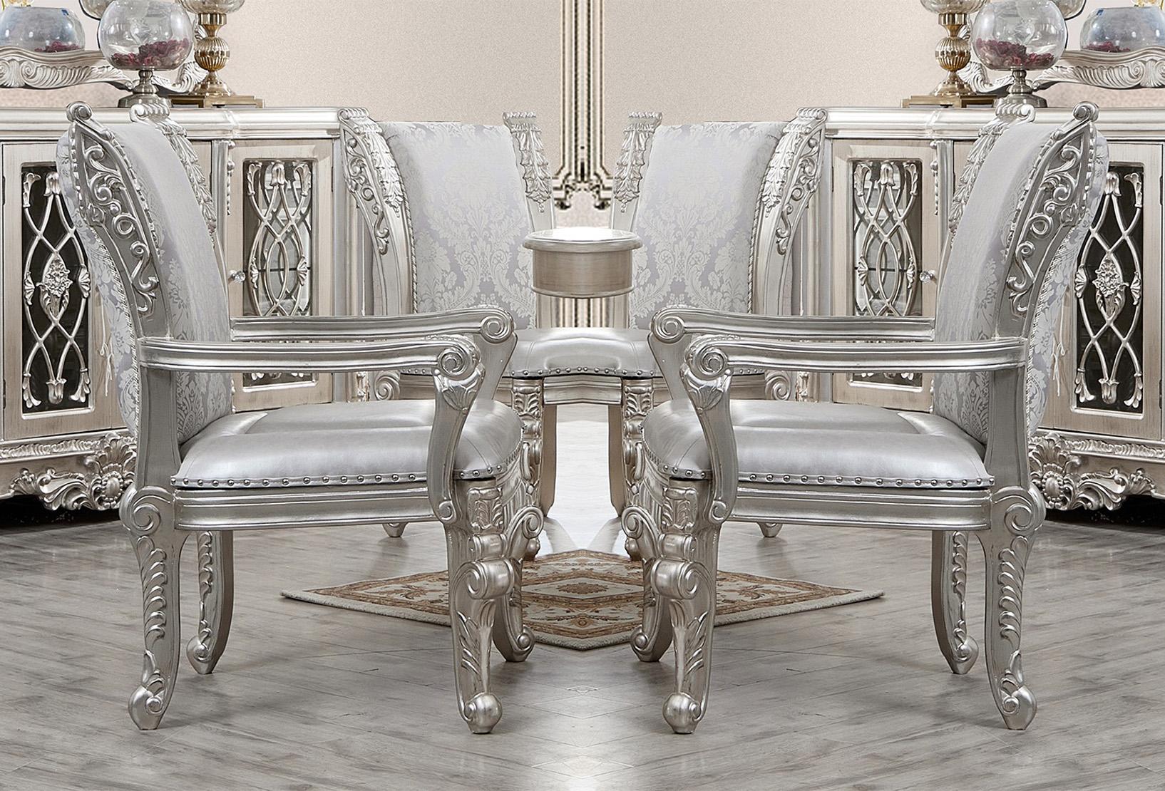 

    
Luxury Antique Silver Grey Wood Dining Arm Chair Set 2Pcs Traditional Homey Design HD-5800GR
