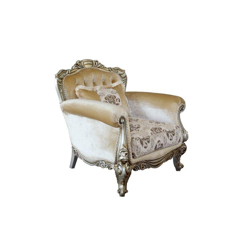 

        
EUROPEAN FURNITURE SERENA Arm Chair Set Antique/Silver Fabric 663701290349
