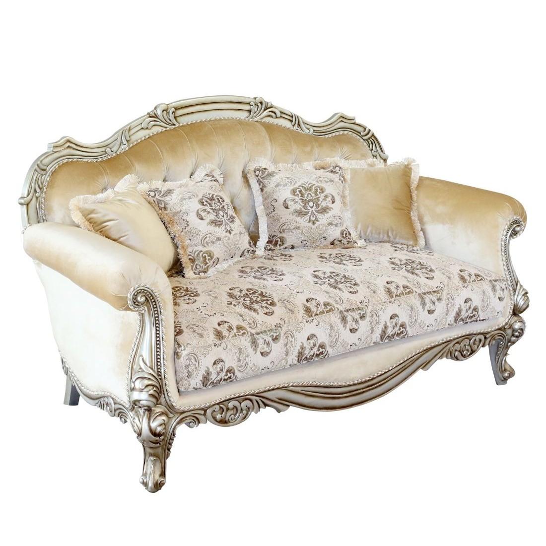 Classic, Traditional Loveseat SERENA 37055-L in Antique, Silver Fabric