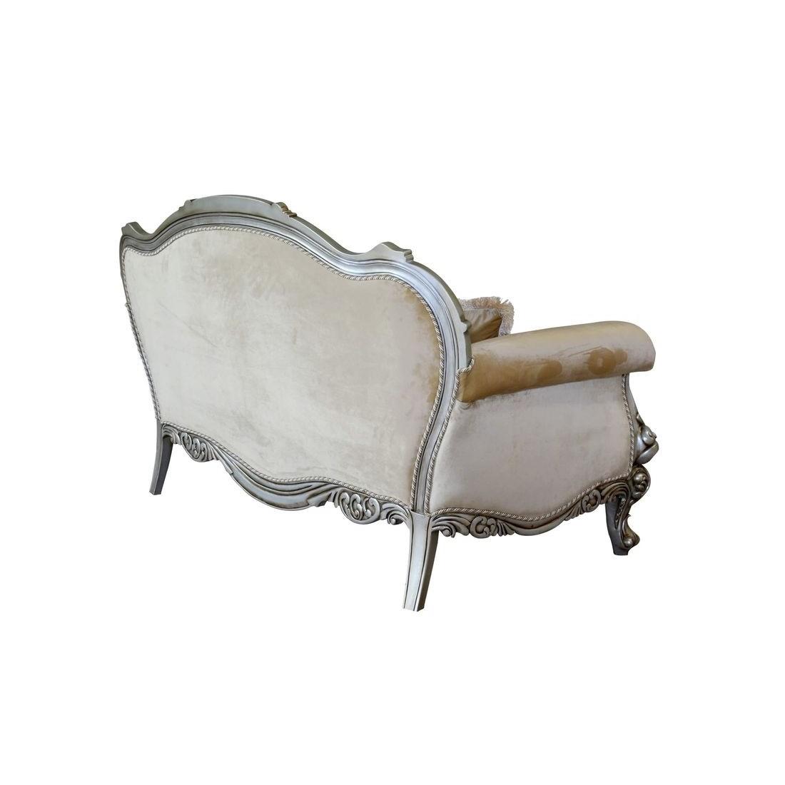 

    
 Order  Luxury Antique Silver Wood Trim SERENA Sofa Set 4 Pcs EUROPEAN FURNITURE Classic
