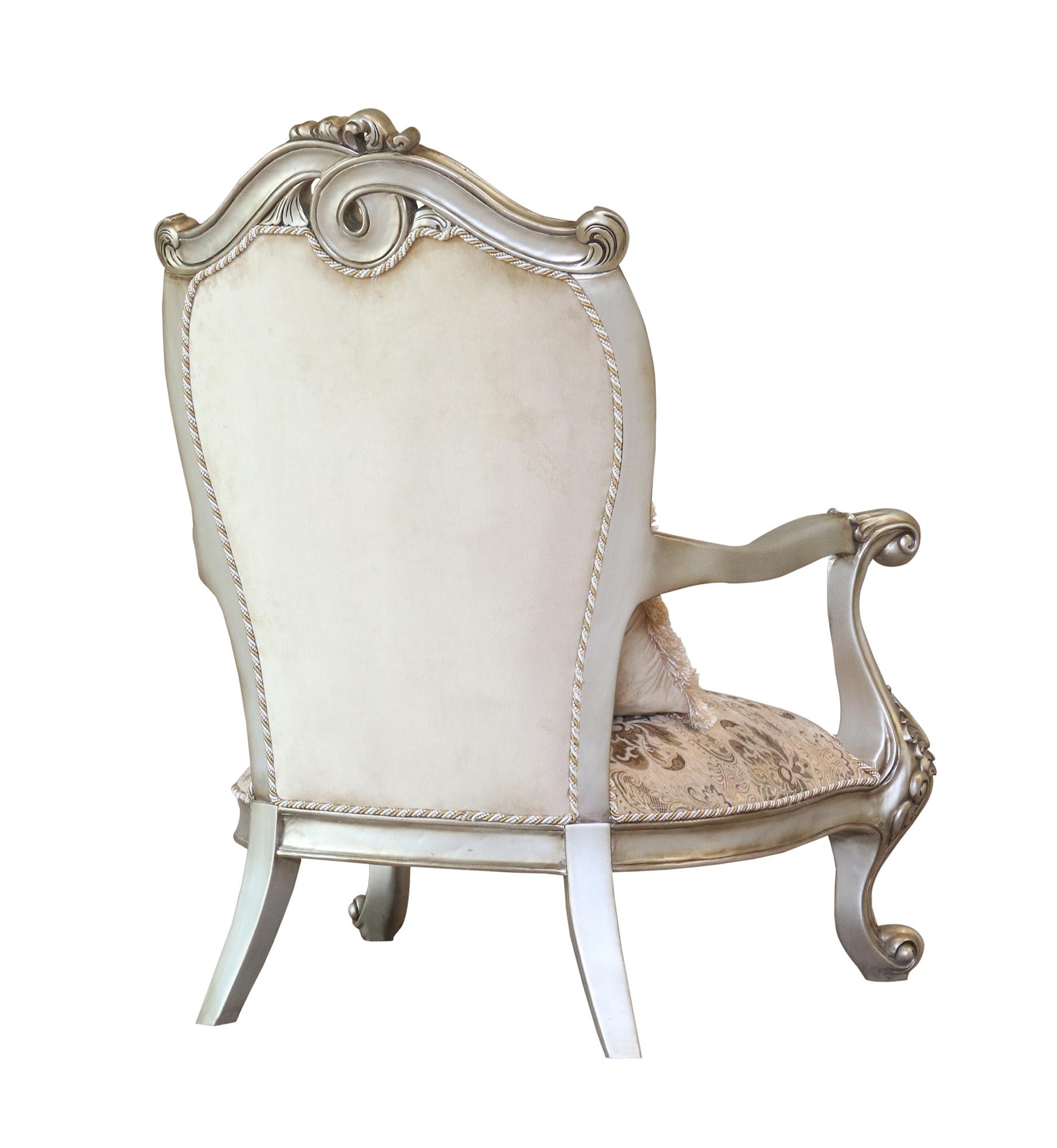 

        
EUROPEAN FURNITURE VALERIA Arm Chair Set Antique/Silver Fabric 663701290288
