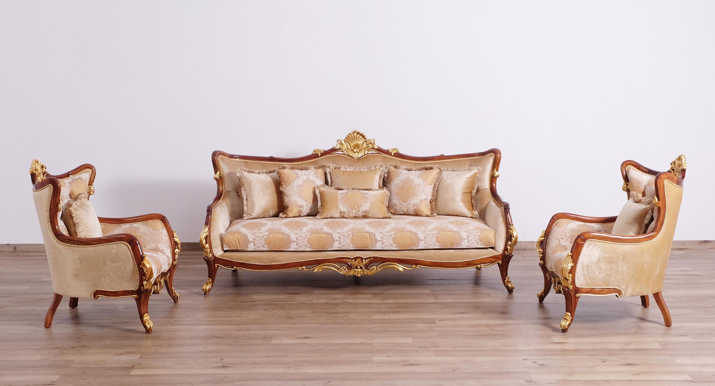 

        
663701292107Luxury Antique Walnut & Gold VERONICA II Sofa EUROPEAN FURNITURE Traditional

