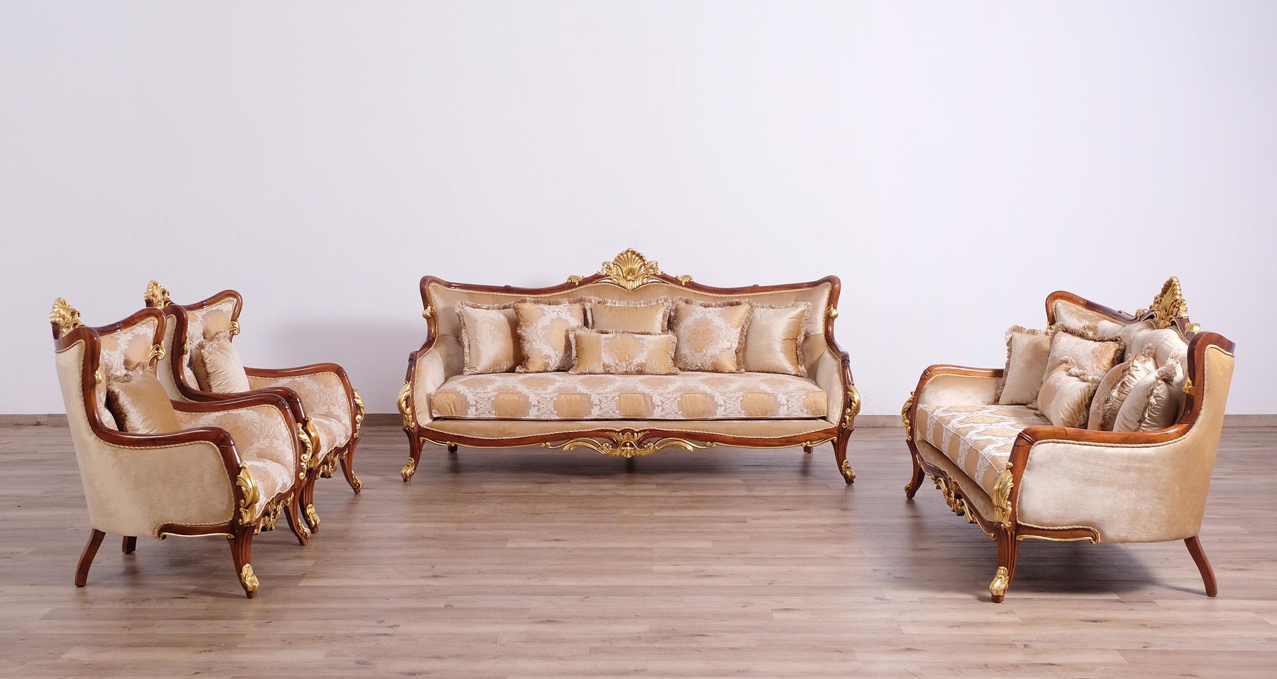 

        
663701292107Luxury Antique Walnut & Gold VERONICA Sofa Set 2Pcs EUROPEAN FURNITURE Traditional
