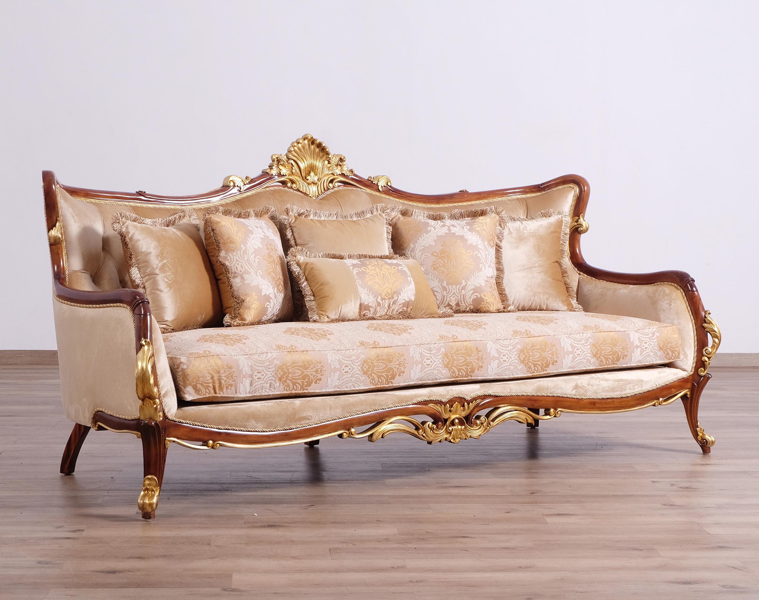 

        
663701292107Luxury Antique Walnut & Gold VERONICA Sofa Set 2Pcs EUROPEAN FURNITURE Traditional
