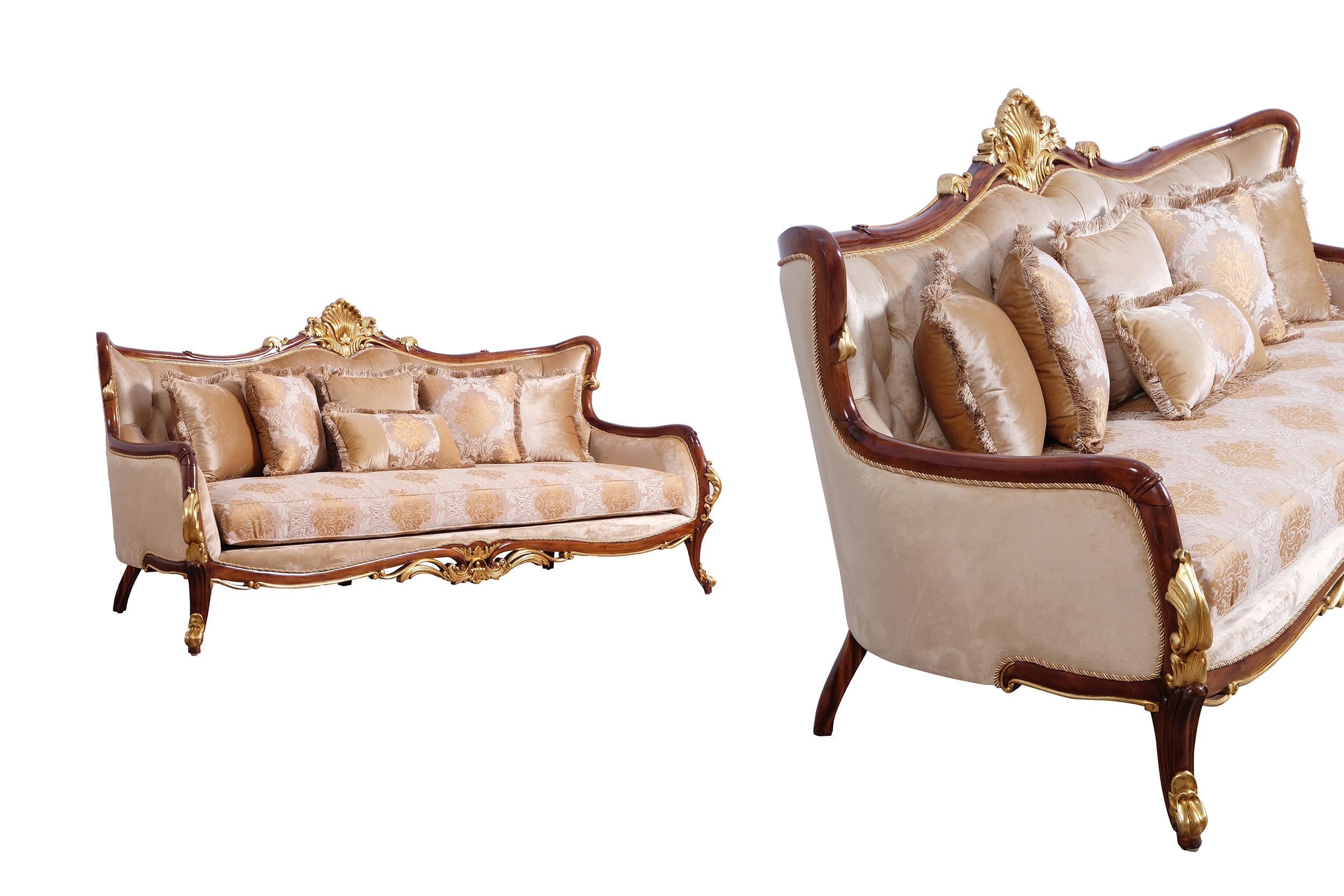 

    
 Shop  Luxury Antique Walnut & Gold VERONICA Sofa Set 2Pcs EUROPEAN FURNITURE Traditional
